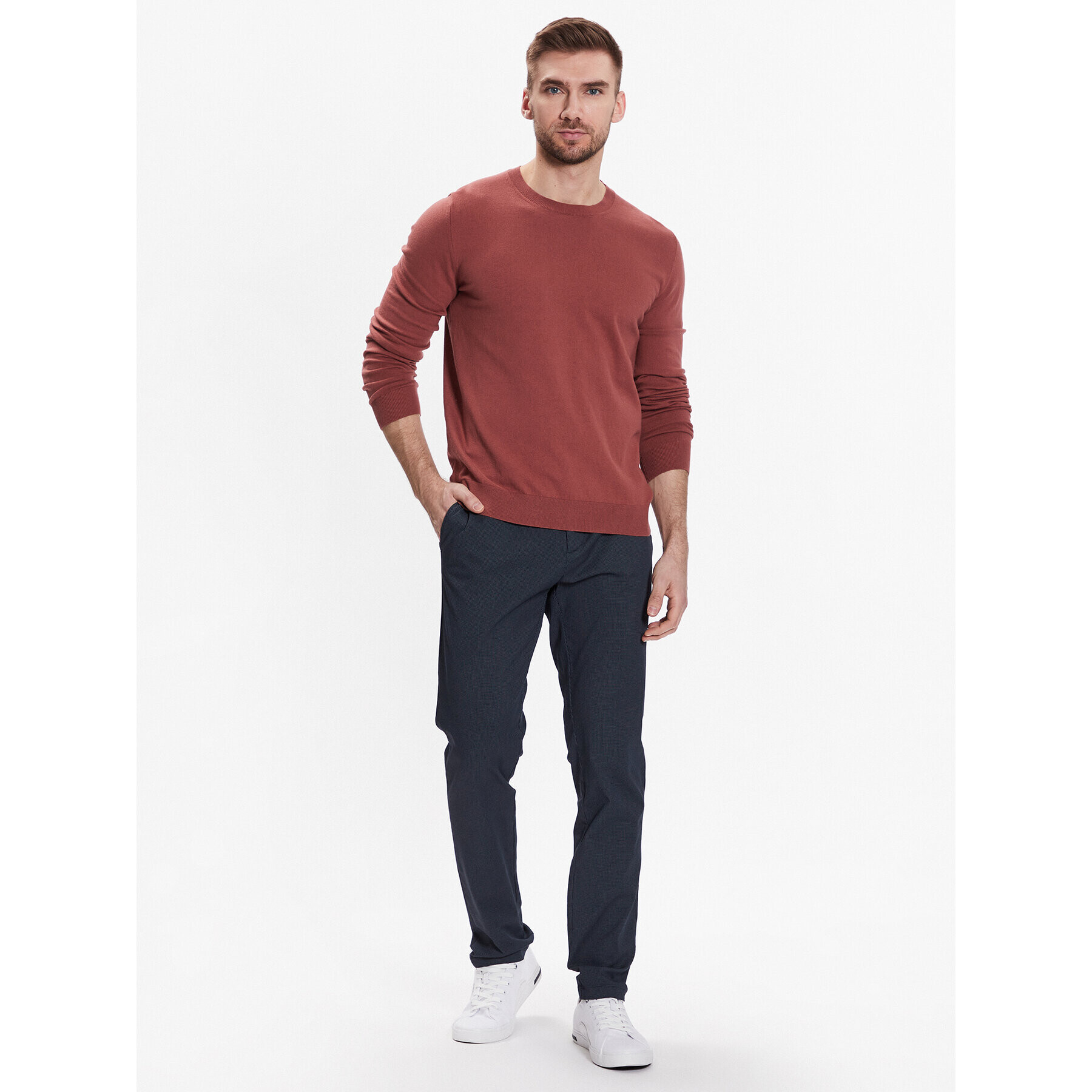 Sisley Pulover 10F2S1C78 Oranžna Slim Fit - Pepit.si