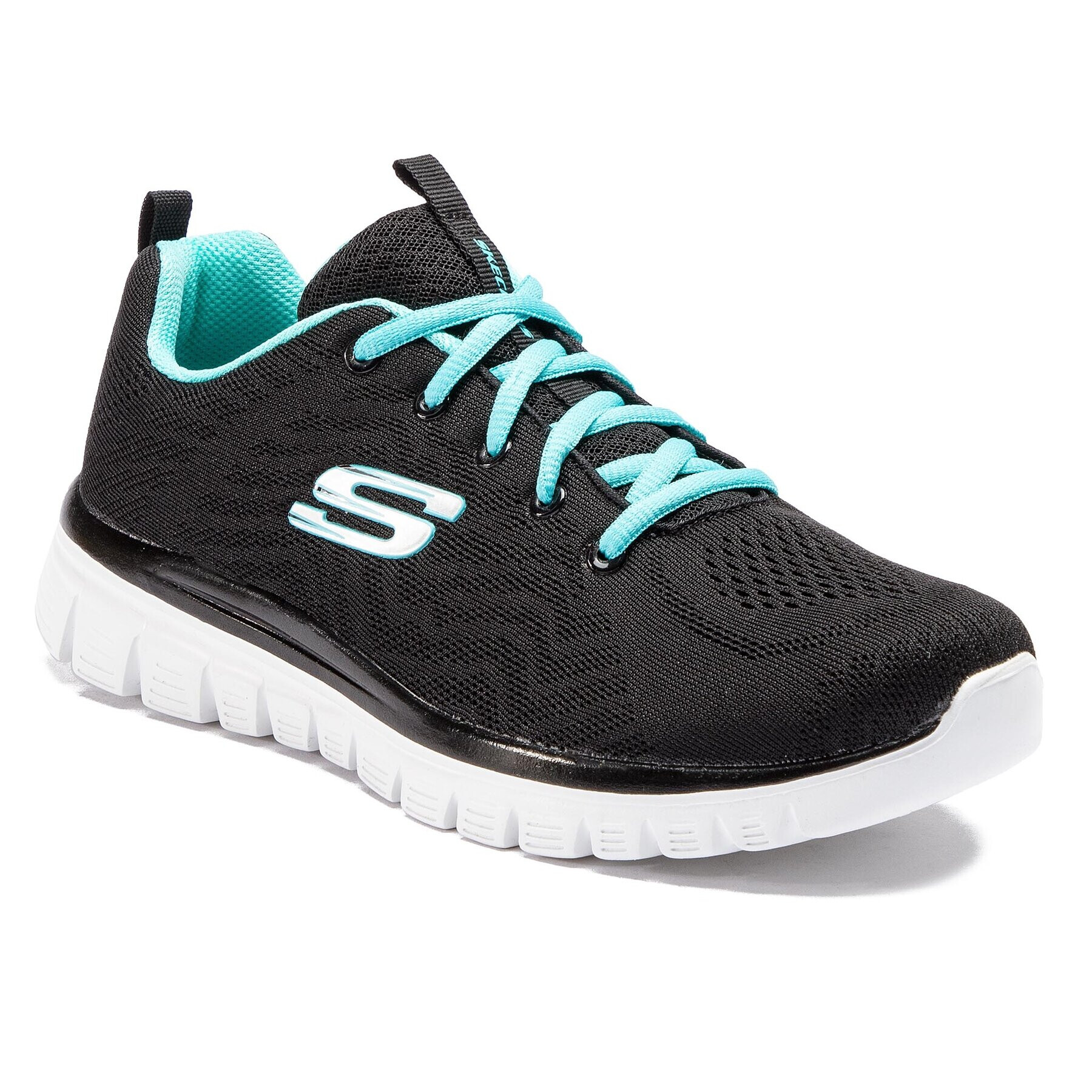 Skechers Čevlji Get Connected 12615/BKTQ Črna - Pepit.si