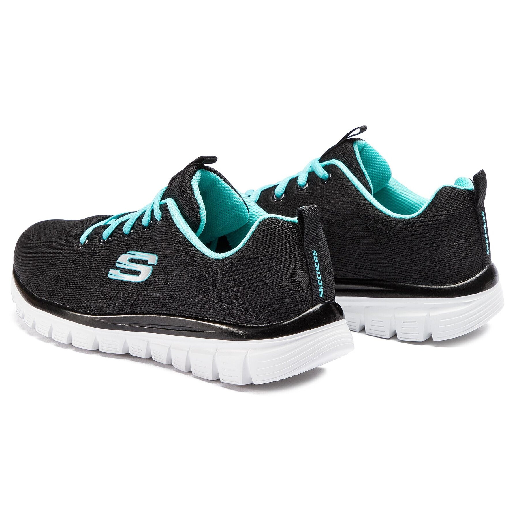 Skechers Čevlji Get Connected 12615/BKTQ Črna - Pepit.si