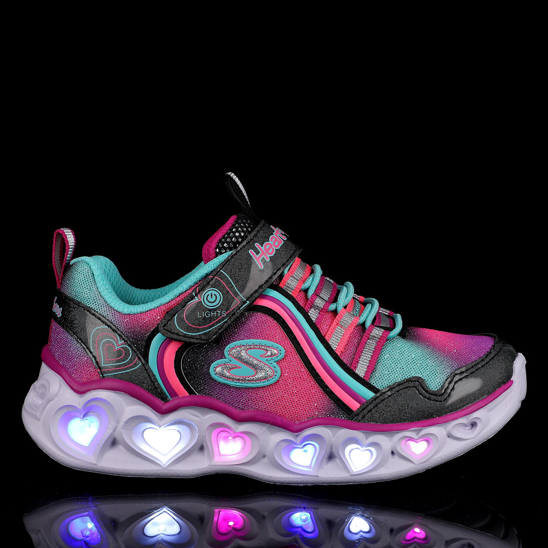 Skechers Superge Rainbow Lux-Heart Lights 302308L/BKMT Roza - Pepit.si