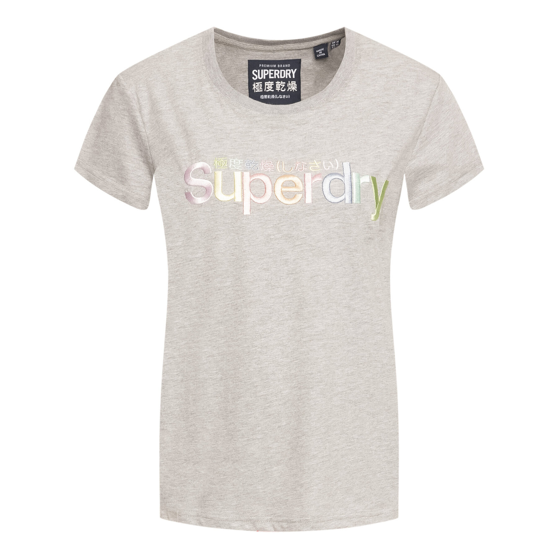 Superdry Majica Classic Rainbow Emb Entry Tee W1000057A Siva Classic Fit - Pepit.si