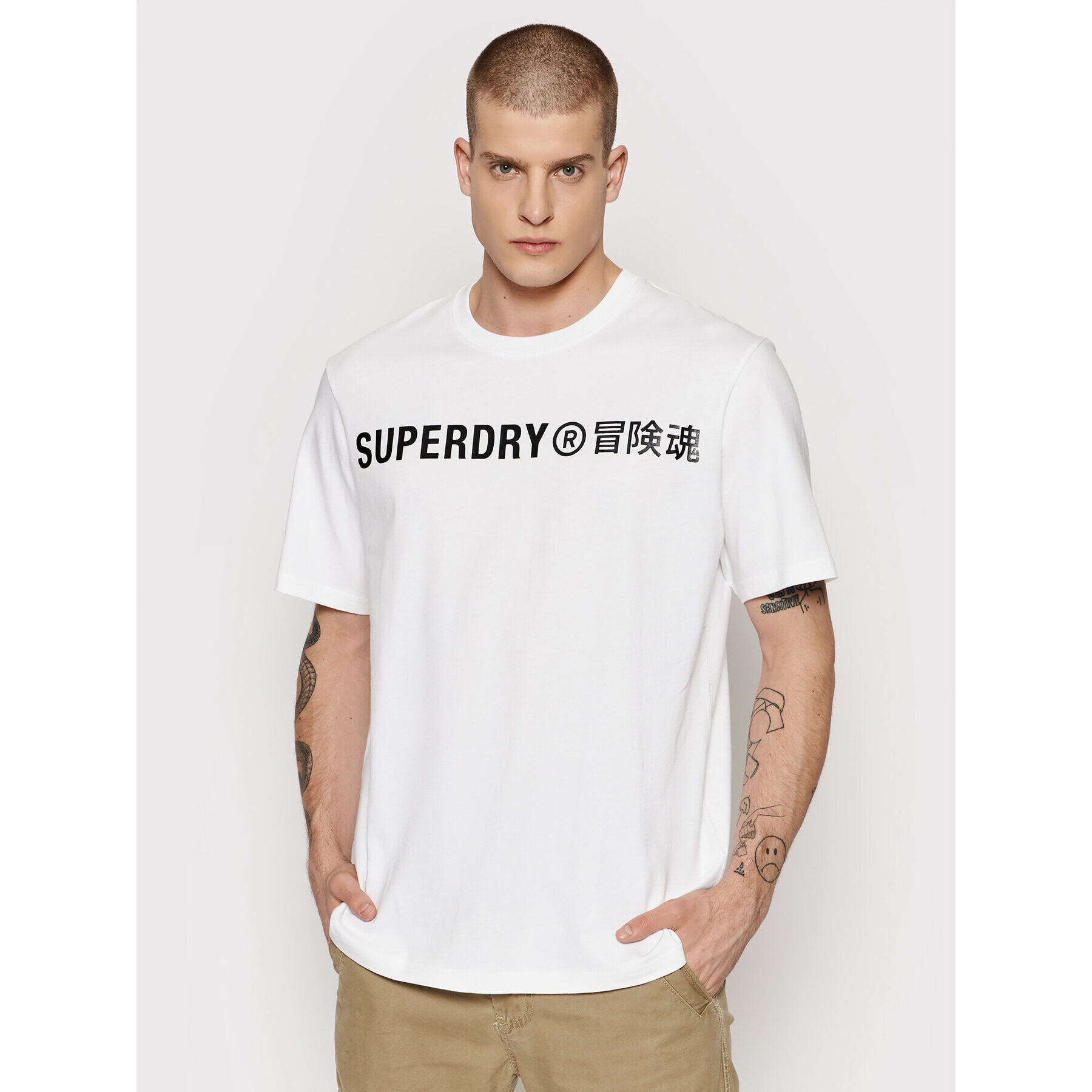 Superdry Majica Corporate Logo Foil M1011253A Bela Regular Fit - Pepit.si