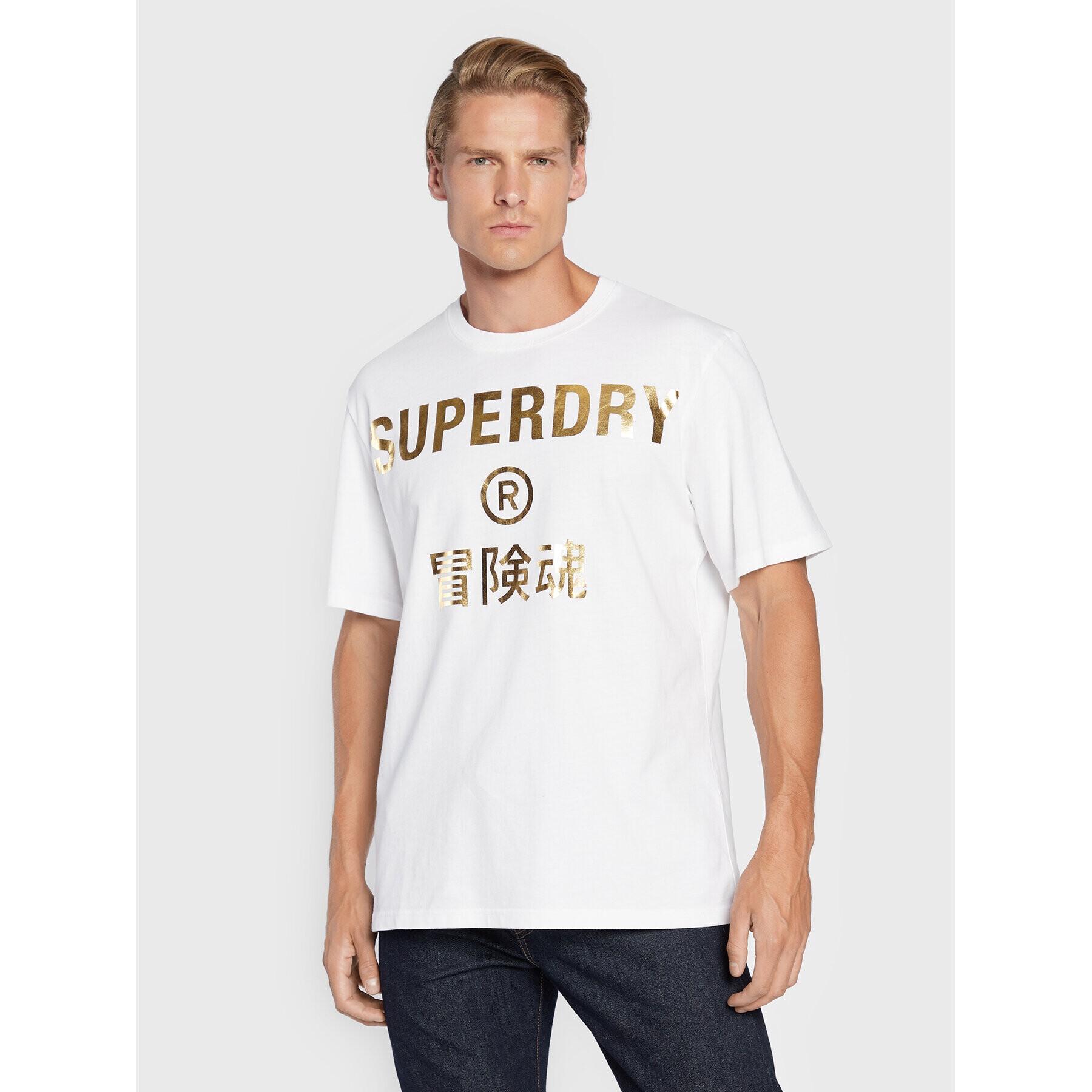 Superdry Majica Corporate Logo Foil M1011253A Bela Regular Fit - Pepit.si