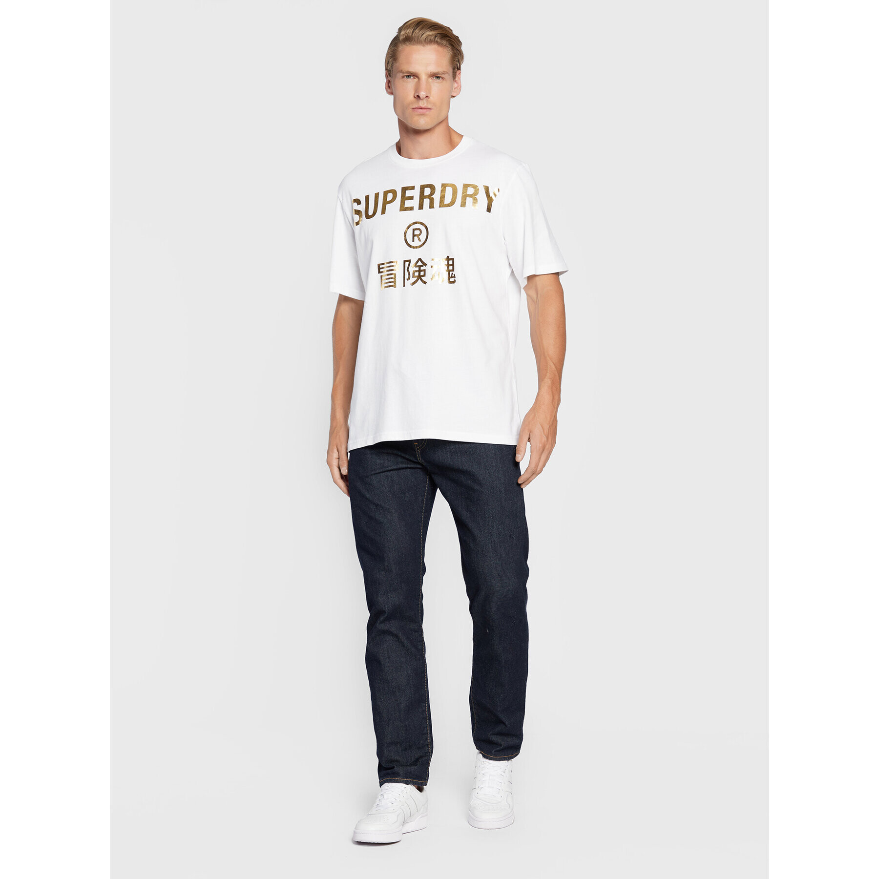 Superdry Majica Corporate Logo Foil M1011253A Bela Regular Fit - Pepit.si