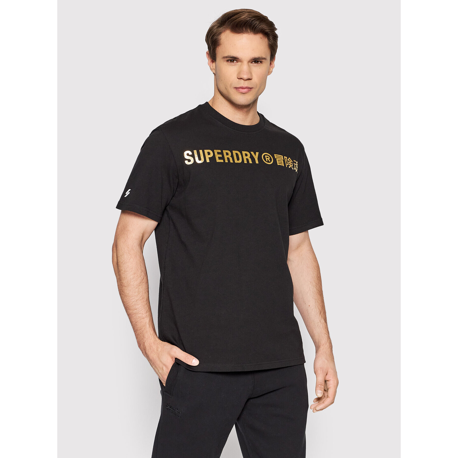 Superdry Majica Corporate Logo Foil M1011253A Črna Regular Fit - Pepit.si