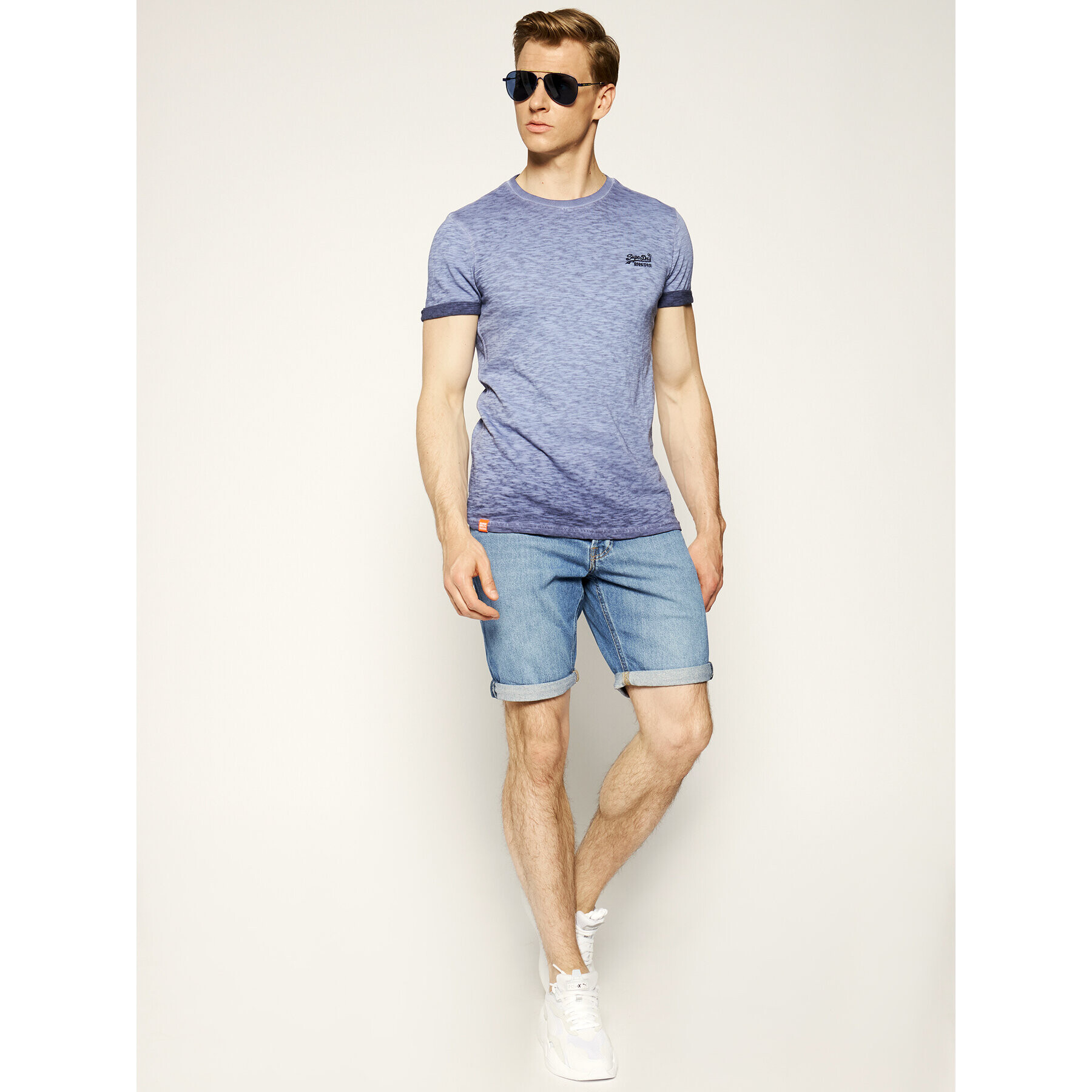 Superdry Majica Ol Low Roller Tee M1010025A Modra Regular Fit - Pepit.si