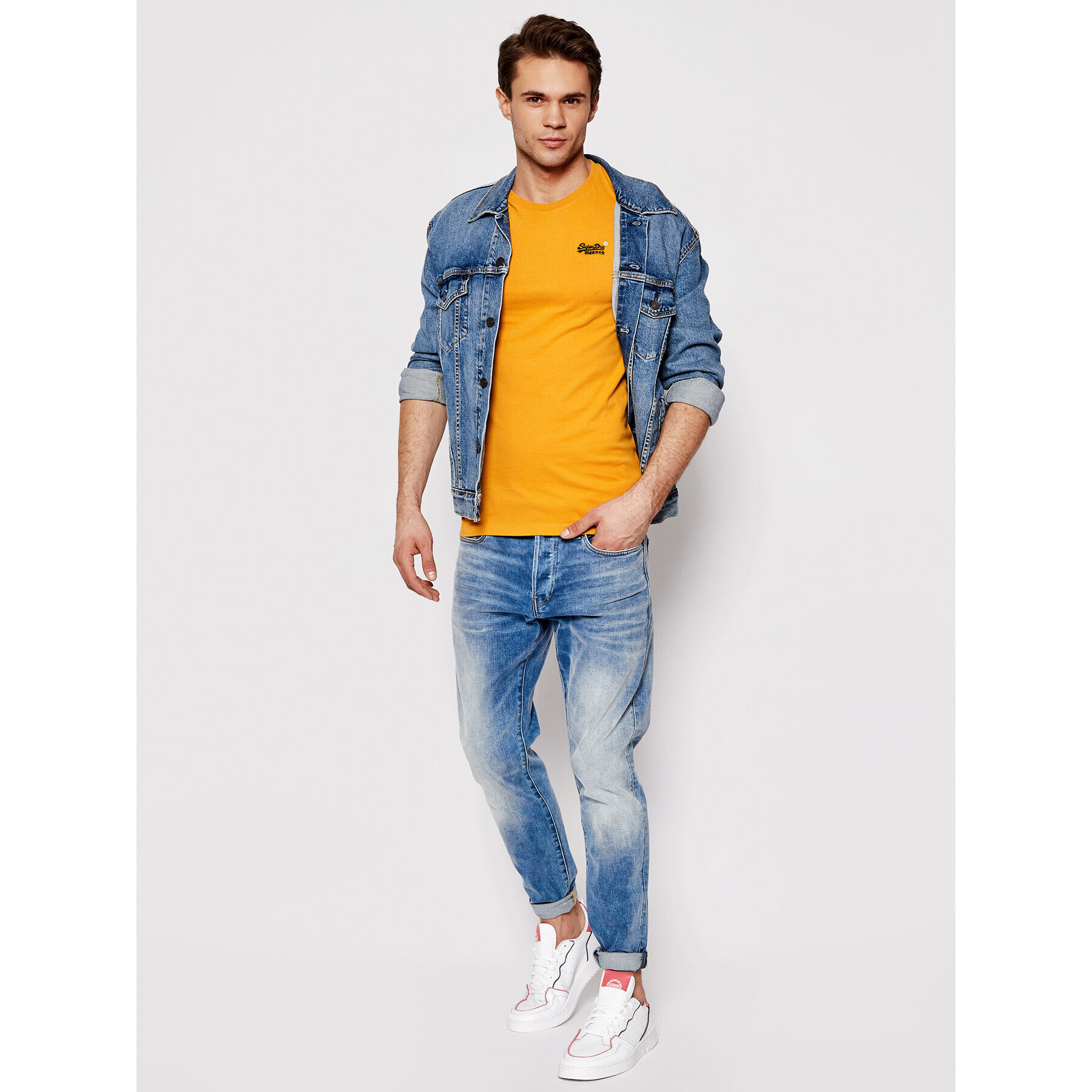 Superdry Majica Ol Vintage Emb Tee M1000020A Rumena Regular Fit - Pepit.si