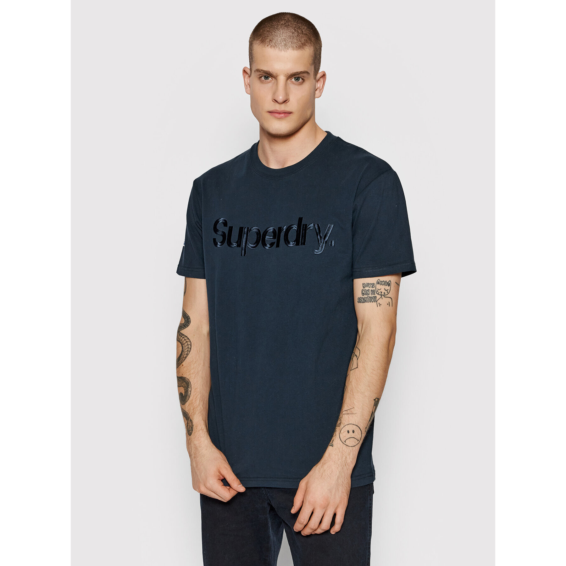 Superdry Majica Source Tee M1011337A Mornarsko modra Regular Fit - Pepit.si