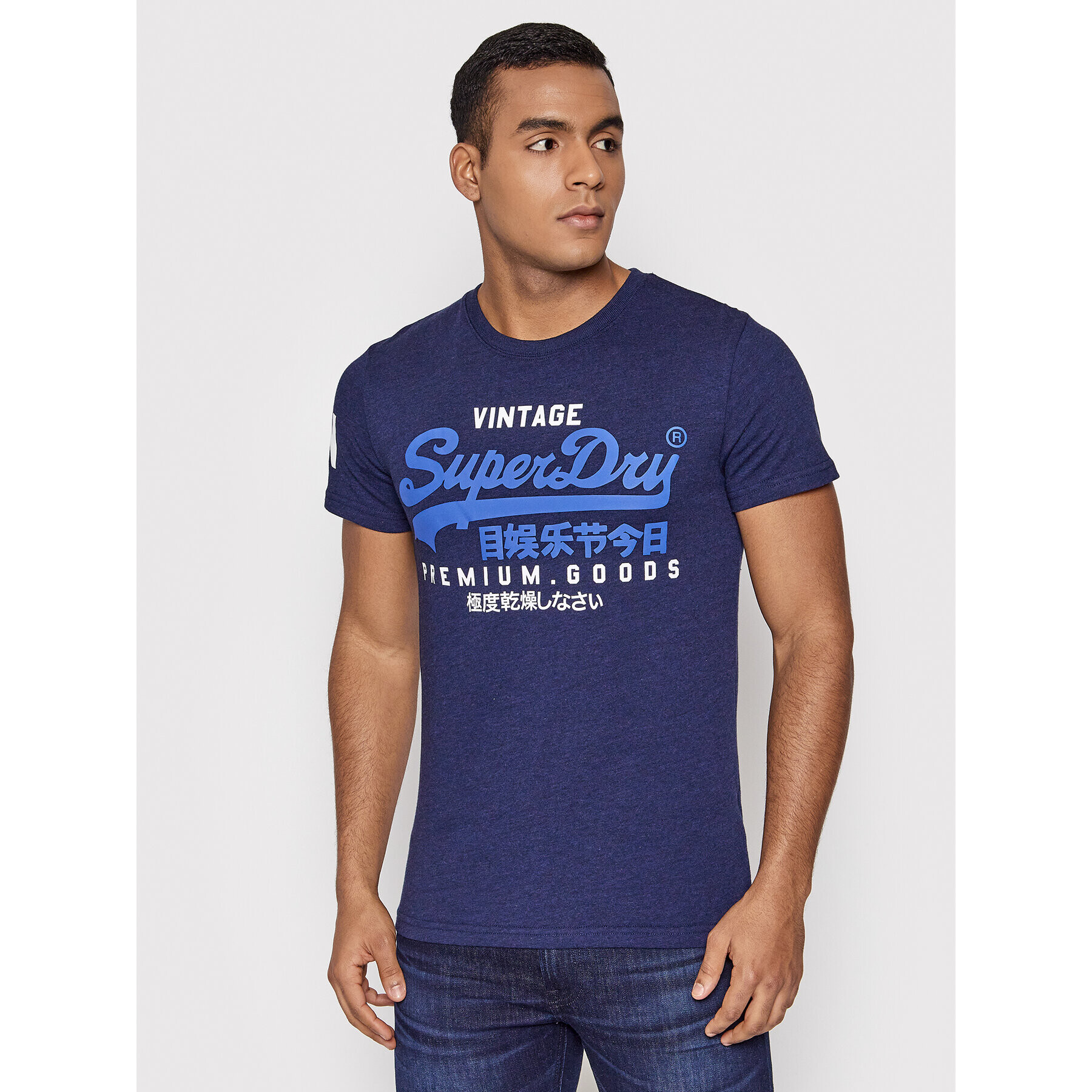 Superdry Majica Vl Tee M1011356A Mornarsko modra Regular Fit - Pepit.si