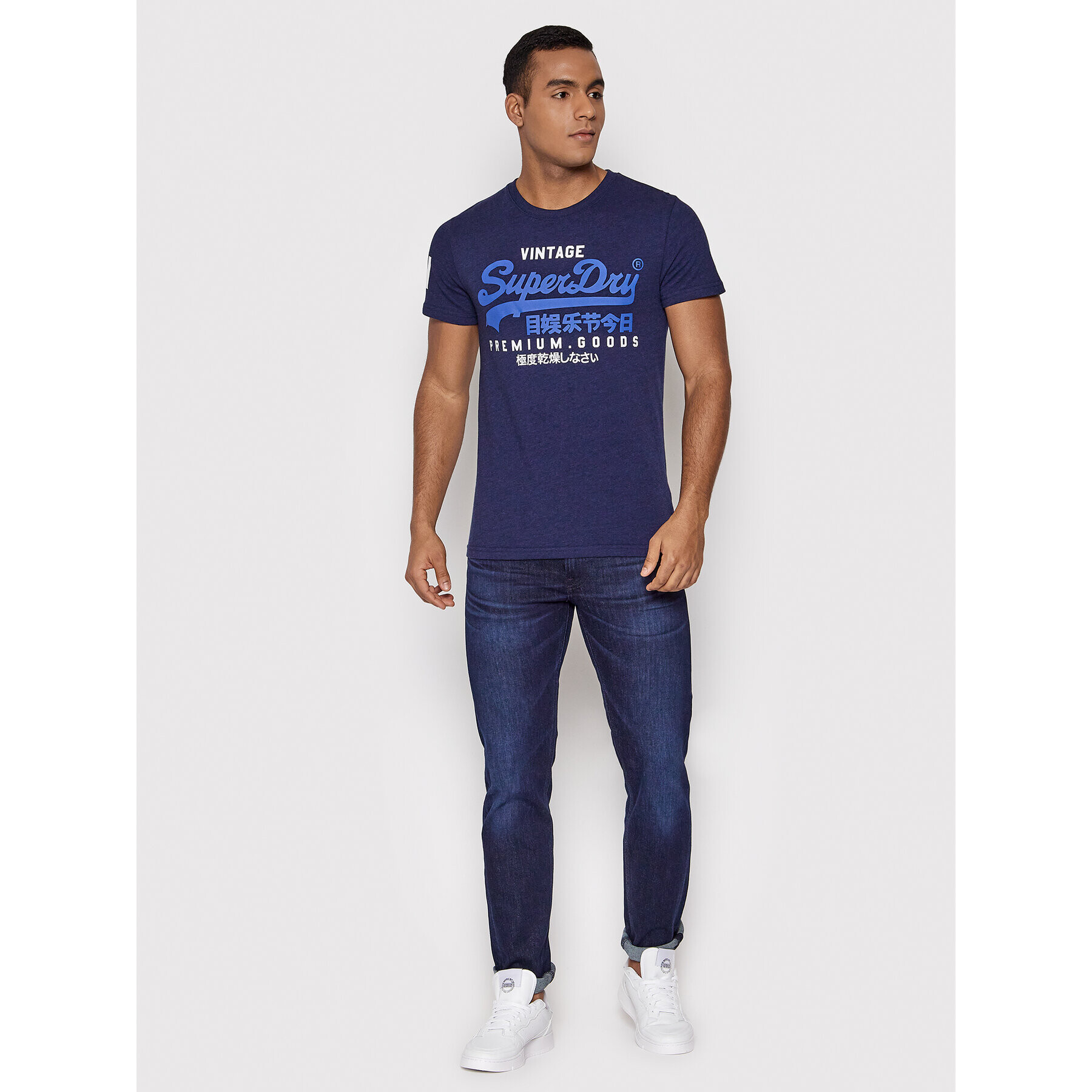 Superdry Majica Vl Tee M1011356A Mornarsko modra Regular Fit - Pepit.si