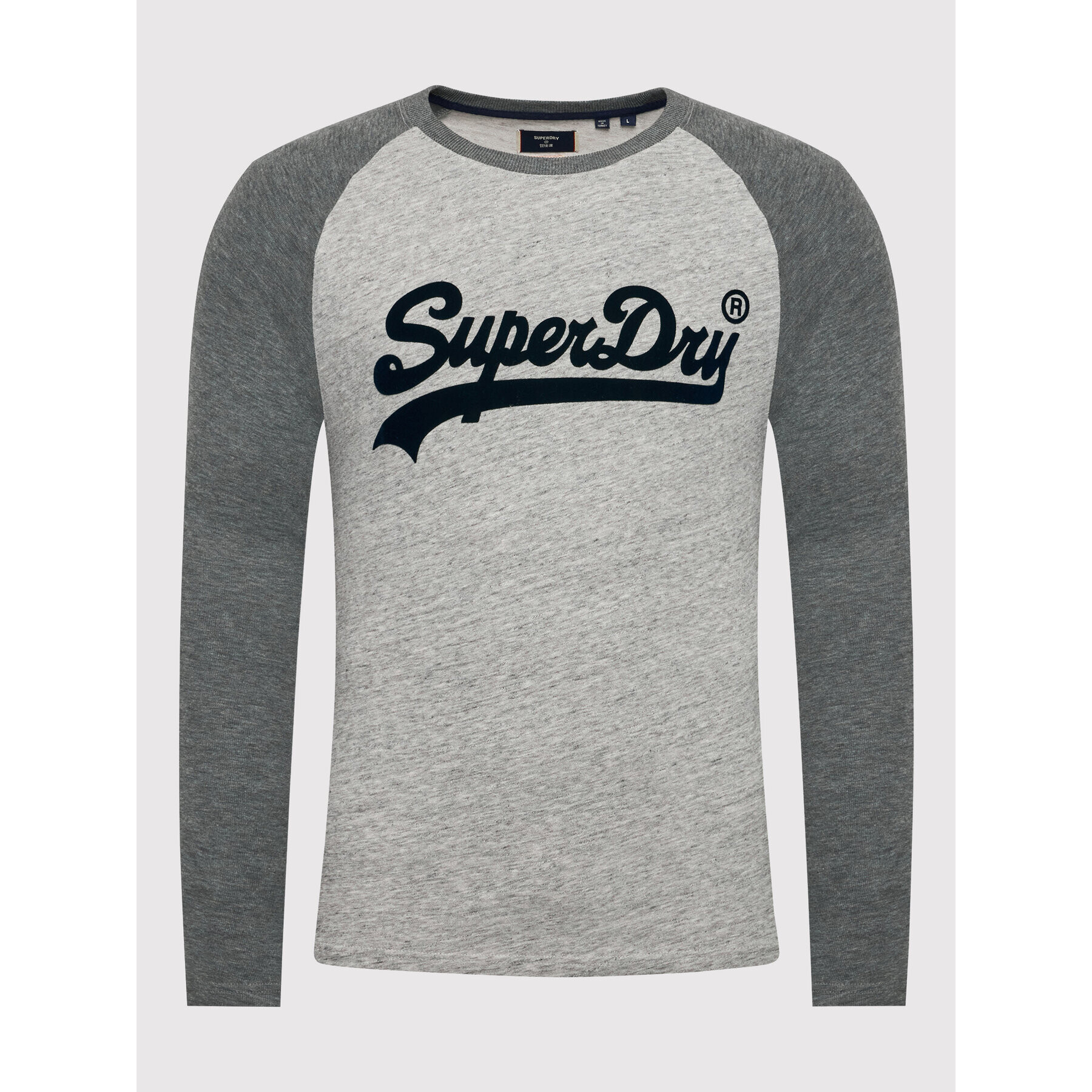 Superdry Majica z dolgimi rokavi Raglan M6010608A Siva Regular Fit - Pepit.si