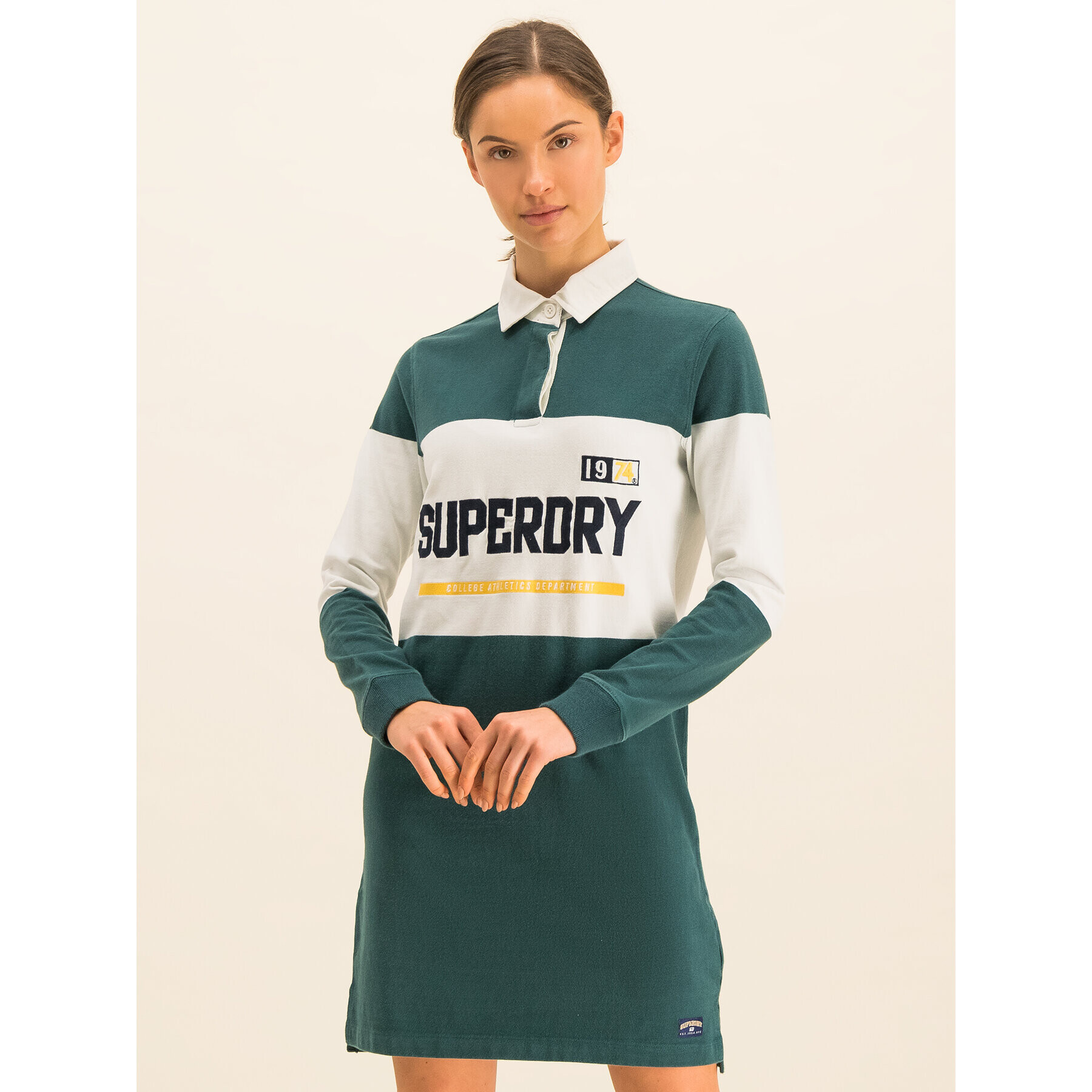 Superdry Pletena obleka Webb Rugby W8000056A Zelena Regular Fit - Pepit.si