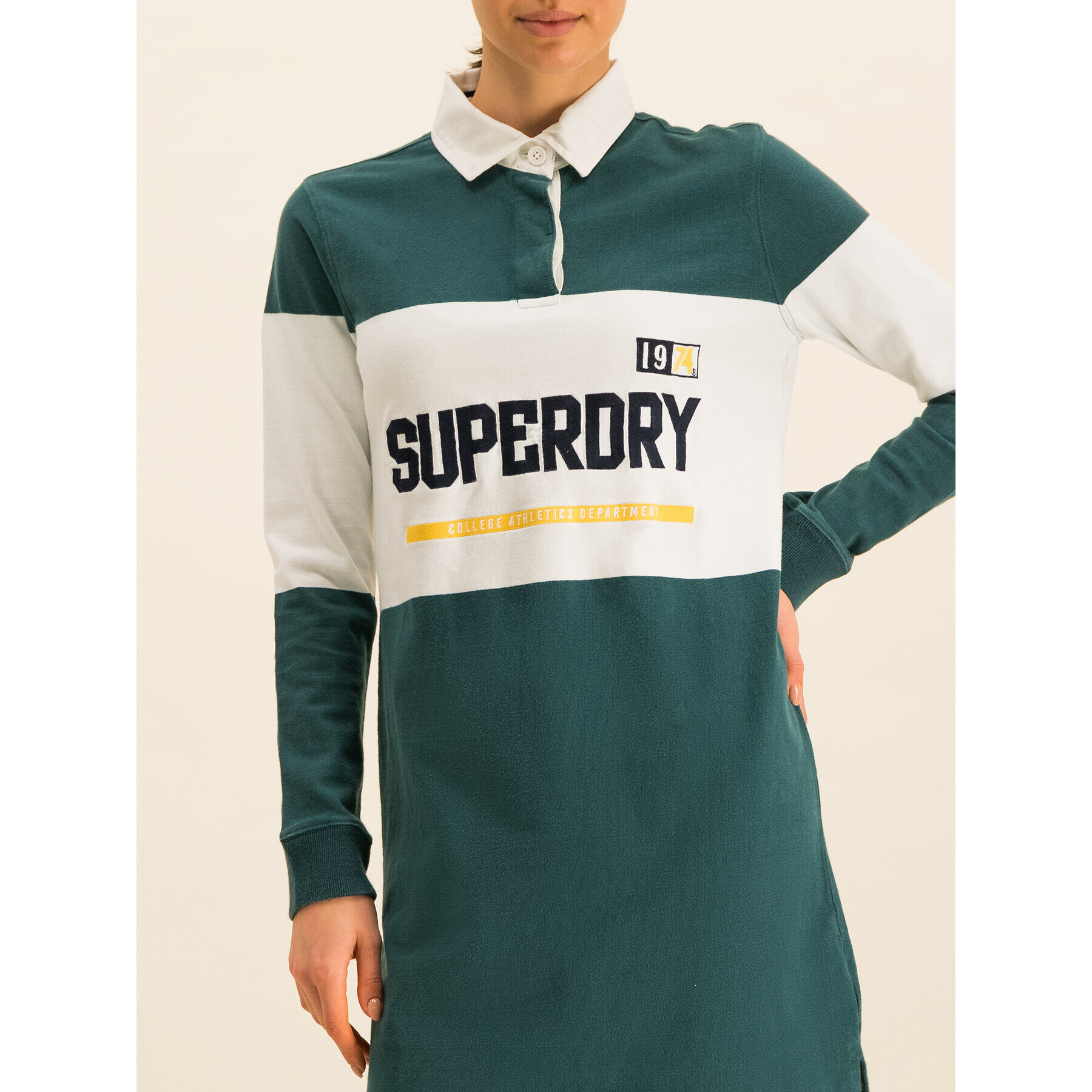 Superdry Pletena obleka Webb Rugby W8000056A Zelena Regular Fit - Pepit.si