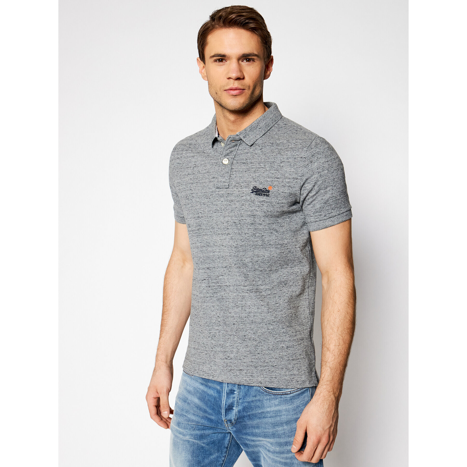 Superdry Polo majica Classic Pique M1110031A Siva Regular Fit - Pepit.si