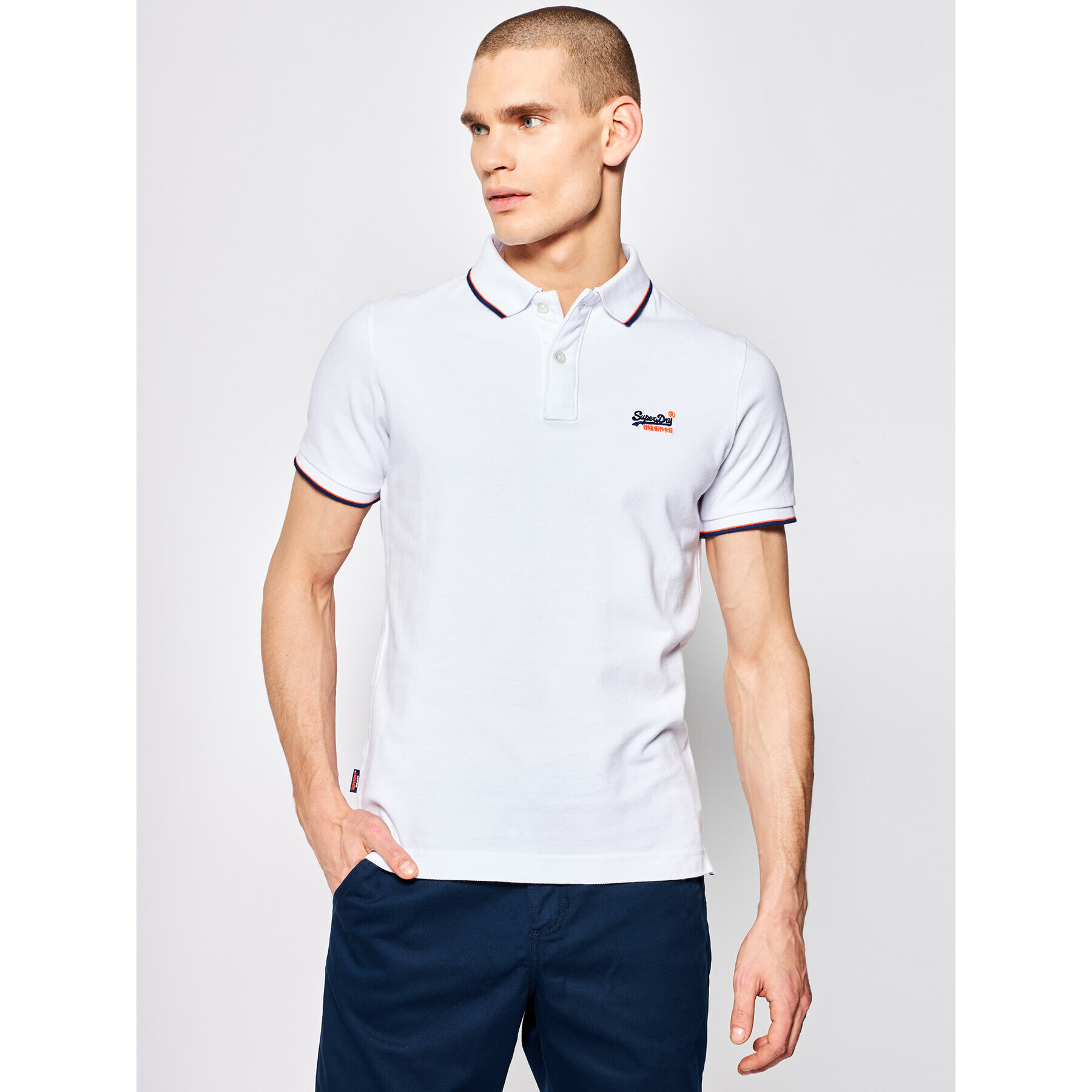 Superdry Polo majica Poolside Pique M1110013A Bela Regular Fit - Pepit.si