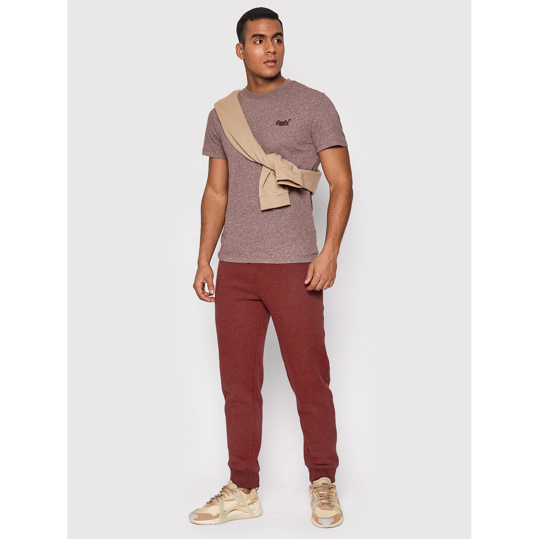 Superdry Spodnji del trenirke Vintage Logo Emb M7010661A Bordo rdeča Regular Fit - Pepit.si