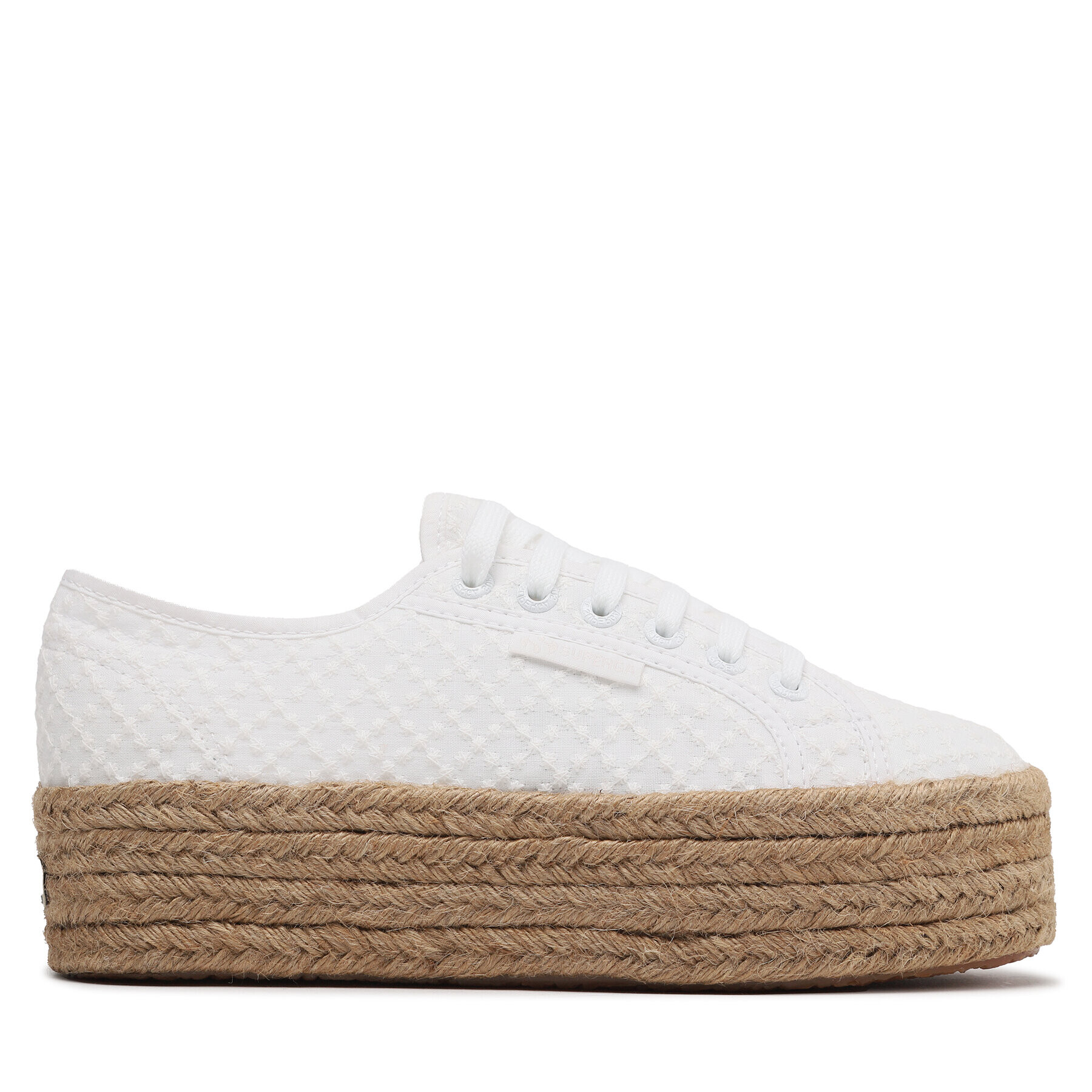 Superga Espadrile 2790 Rope Macrame Rhombus S3126PW Bela - Pepit.si