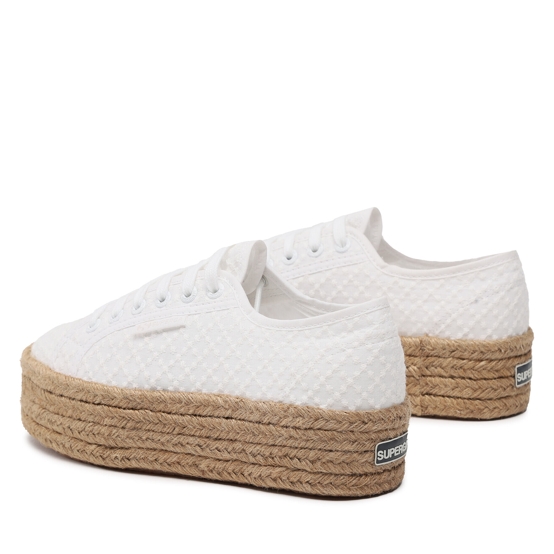 Superga Espadrile 2790 Rope Macrame Rhombus S3126PW Bela - Pepit.si