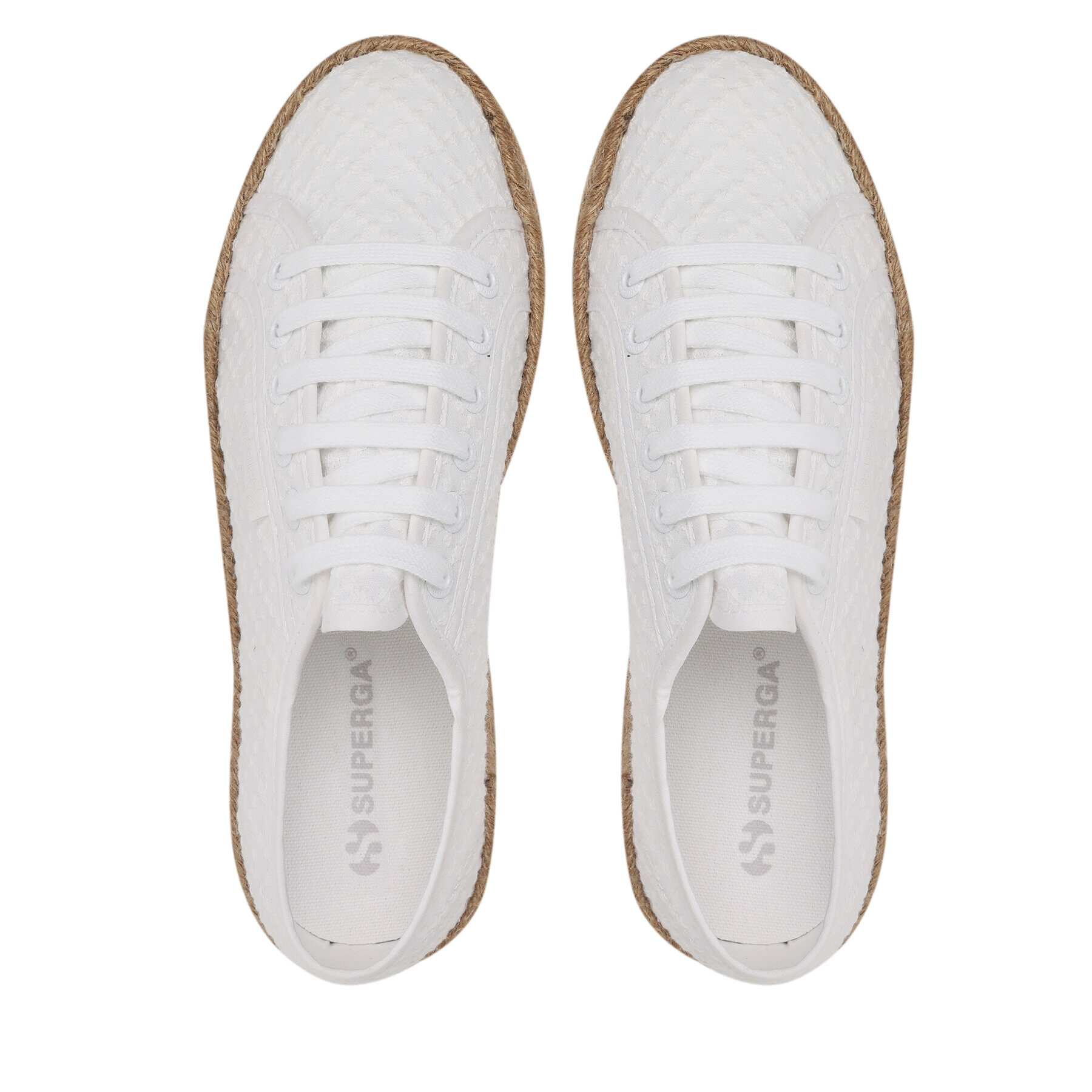 Superga Espadrile 2790 Rope Macrame Rhombus S3126PW Bela - Pepit.si