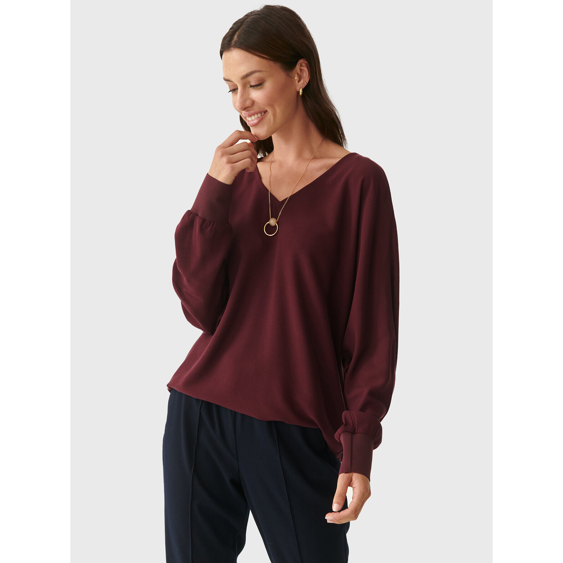 Tatuum Bluza Karwa T2222.050 Bordo rdeča Relaxed Fit - Pepit.si