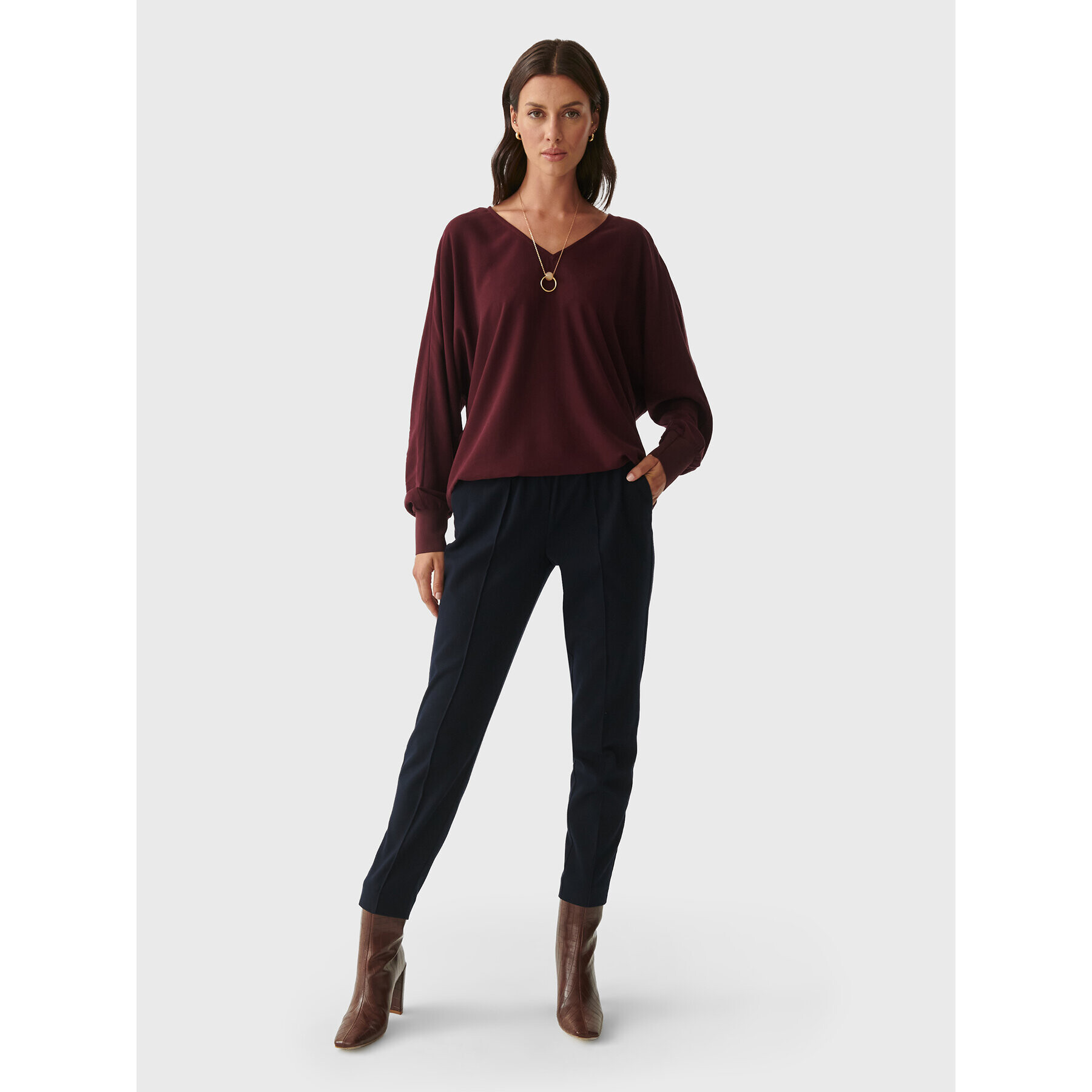 Tatuum Bluza Karwa T2222.050 Bordo rdeča Relaxed Fit - Pepit.si