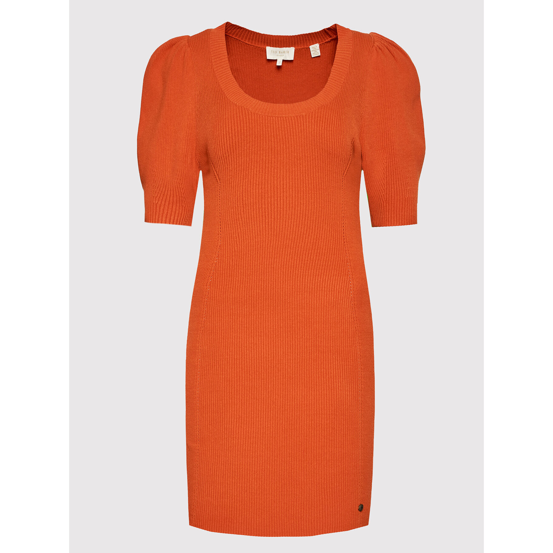 Ted Baker Pletena obleka Bodycon 255616 Oranžna Slim Fit - Pepit.si