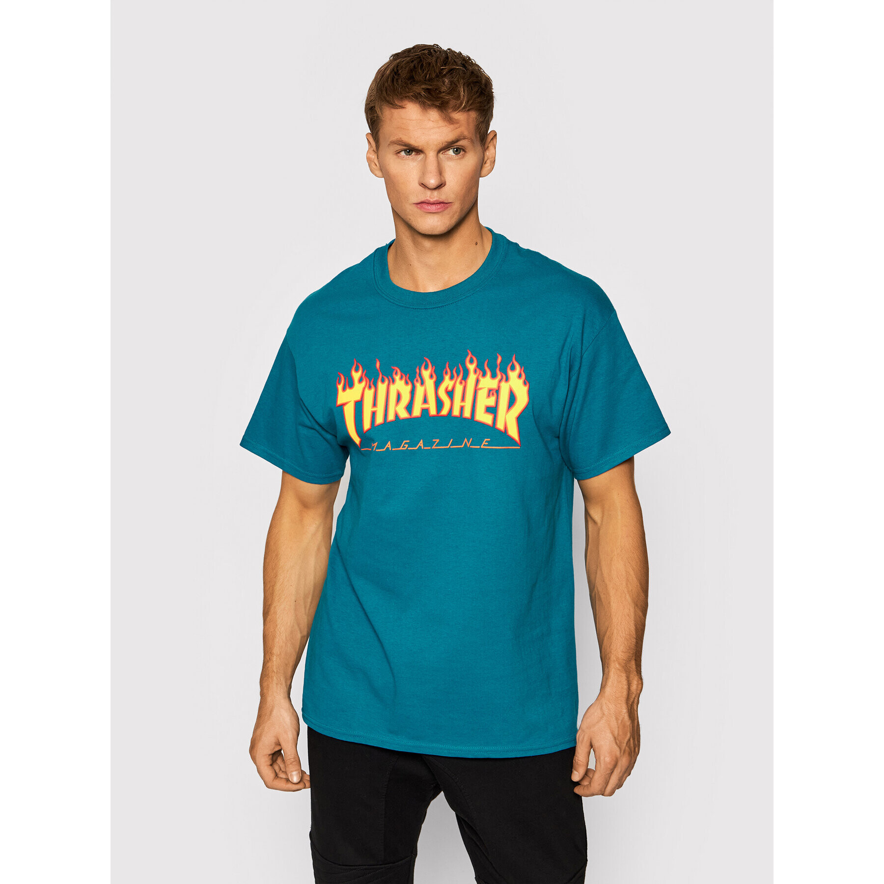 Thrasher Majica Flame Modra Regular Fit - Pepit.si