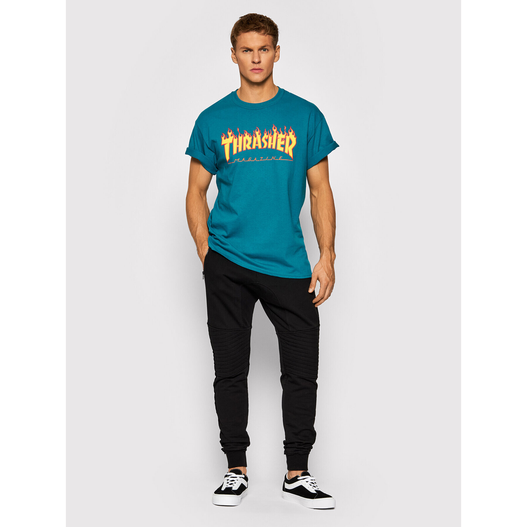 Thrasher Majica Flame Modra Regular Fit - Pepit.si