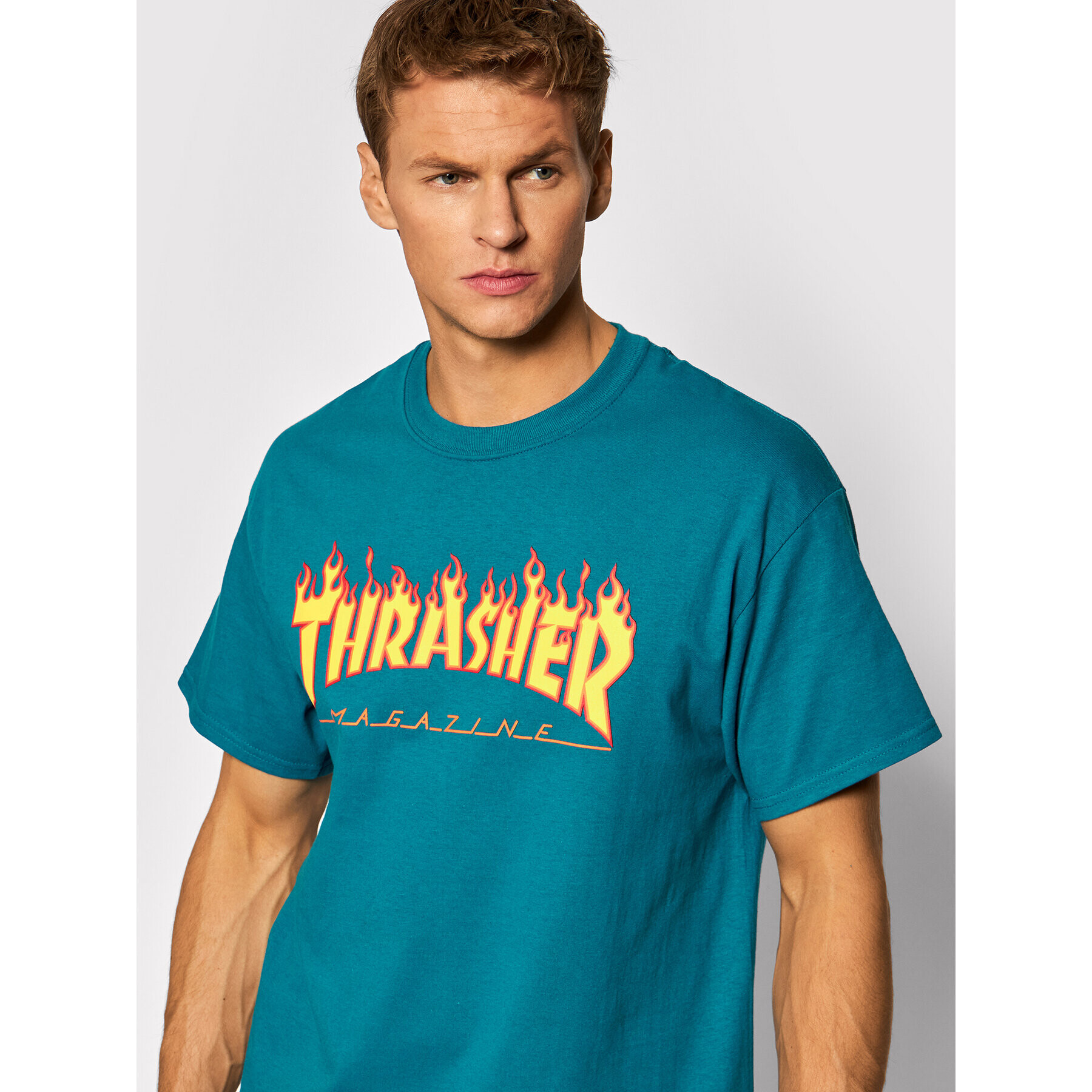 Thrasher Majica Flame Modra Regular Fit - Pepit.si