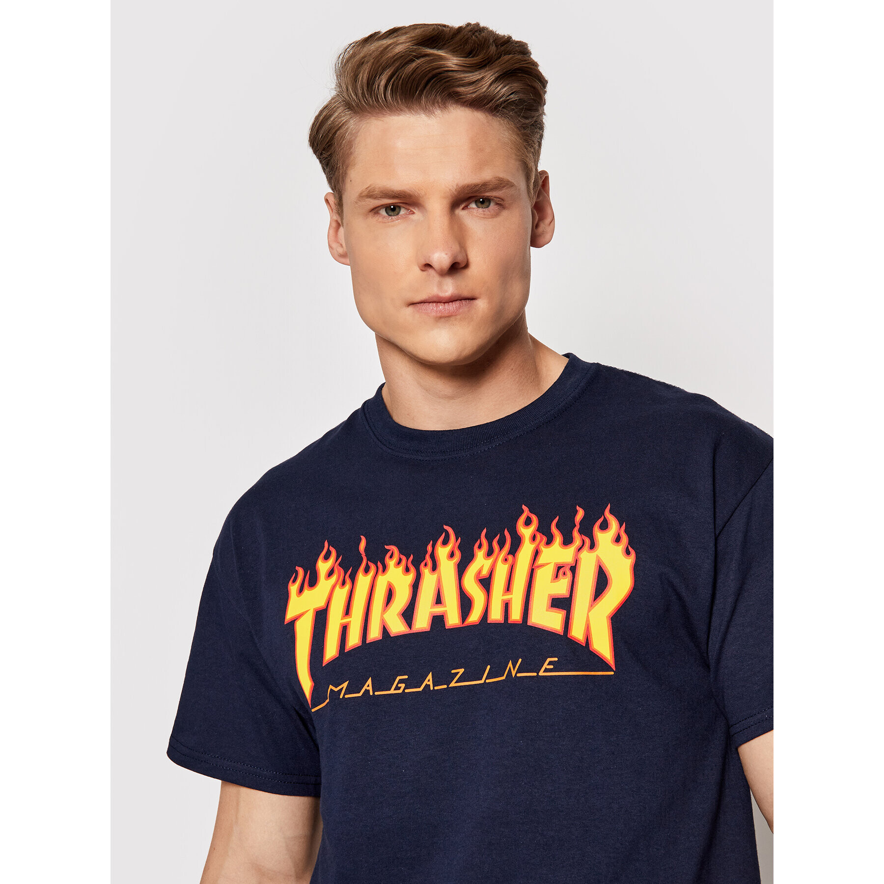 Thrasher Majica Flame Mornarsko modra Regular Fit - Pepit.si