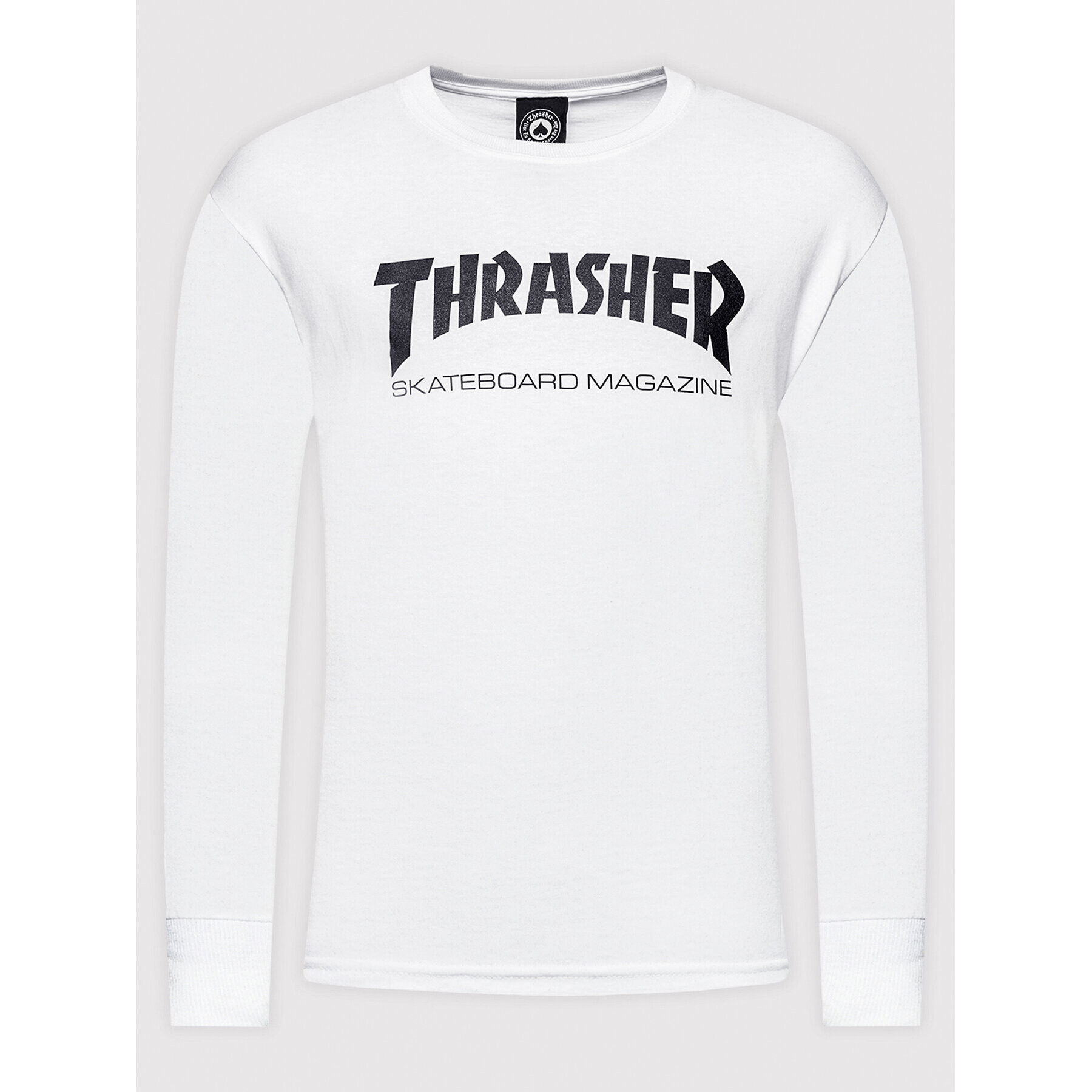 Thrasher Majica z dolgimi rokavi Skatemag Bela Regular Fit - Pepit.si