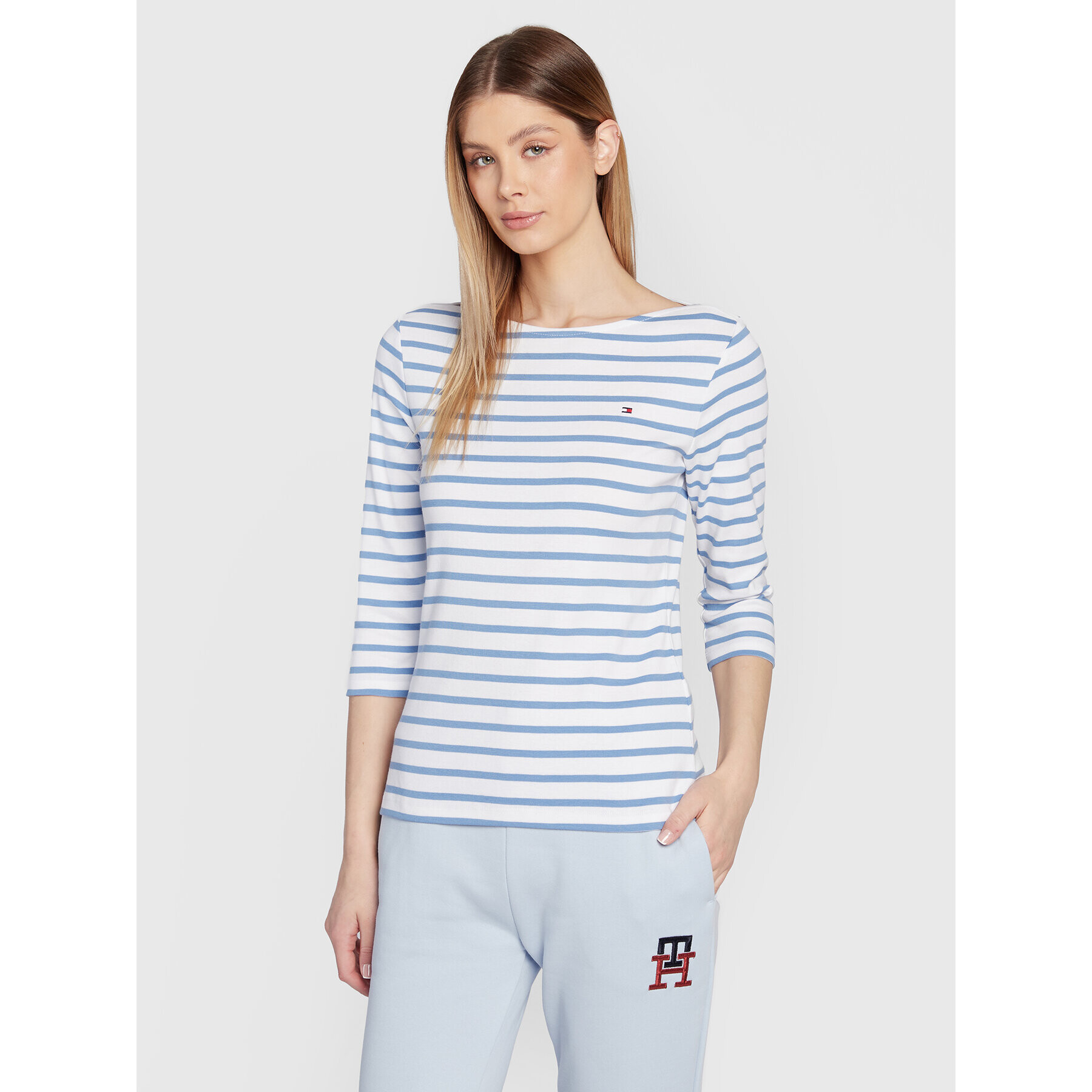 Tommy Hilfiger Bluza Boat WW0WW27724 Bela Slim Fit - Pepit.si