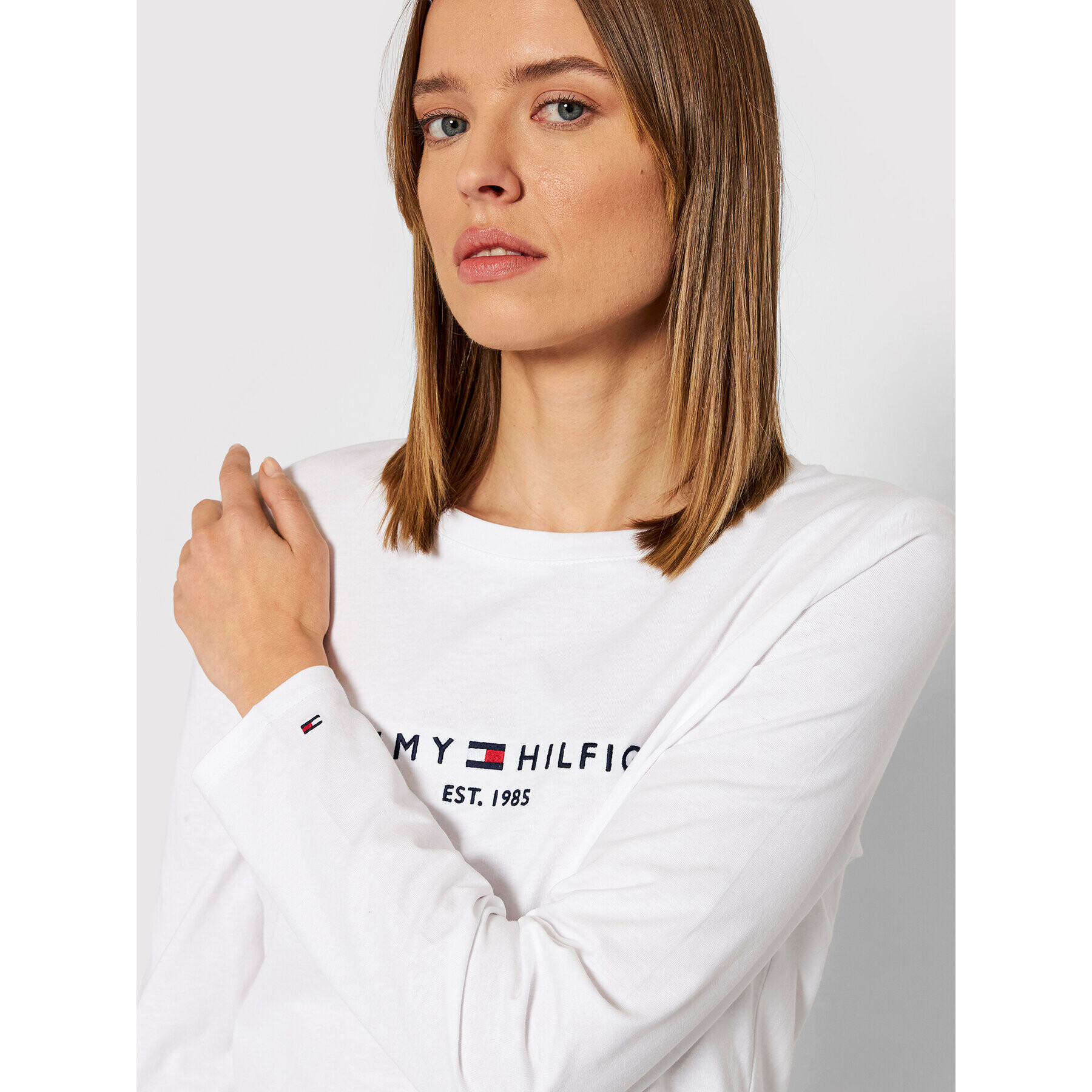 Tommy Hilfiger Bluza C-nk WW0WW30720 Bela Regular Fit - Pepit.si