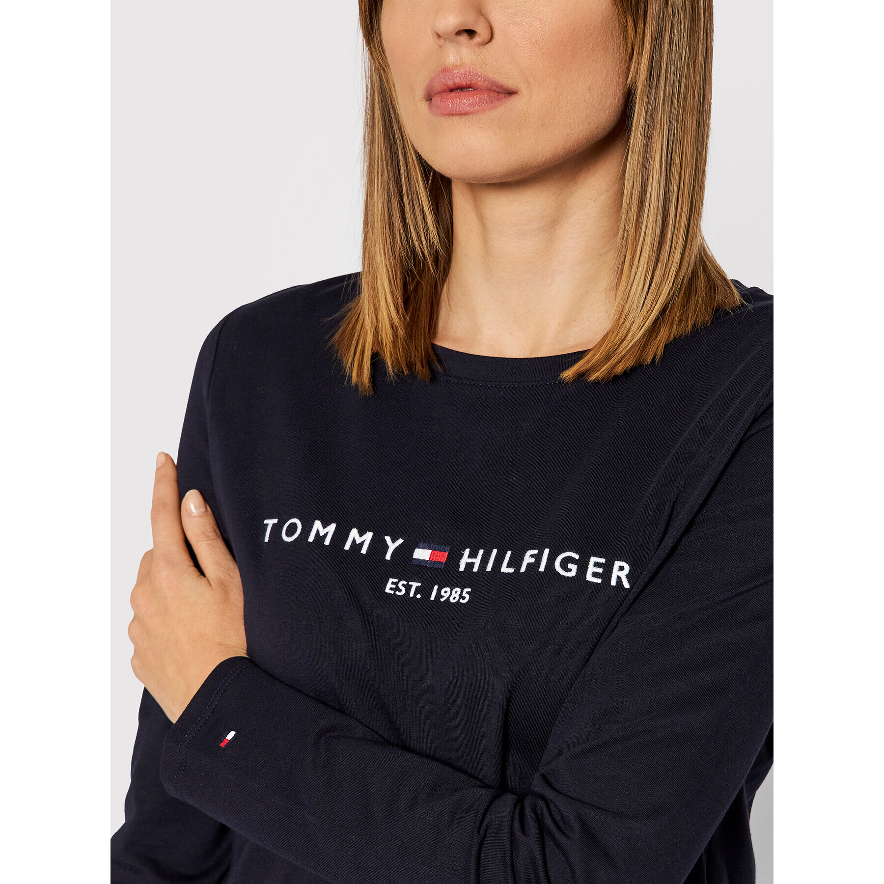 Tommy Hilfiger Bluza C-Nk WW0WW30720 Mornarsko modra Regular Fit - Pepit.si