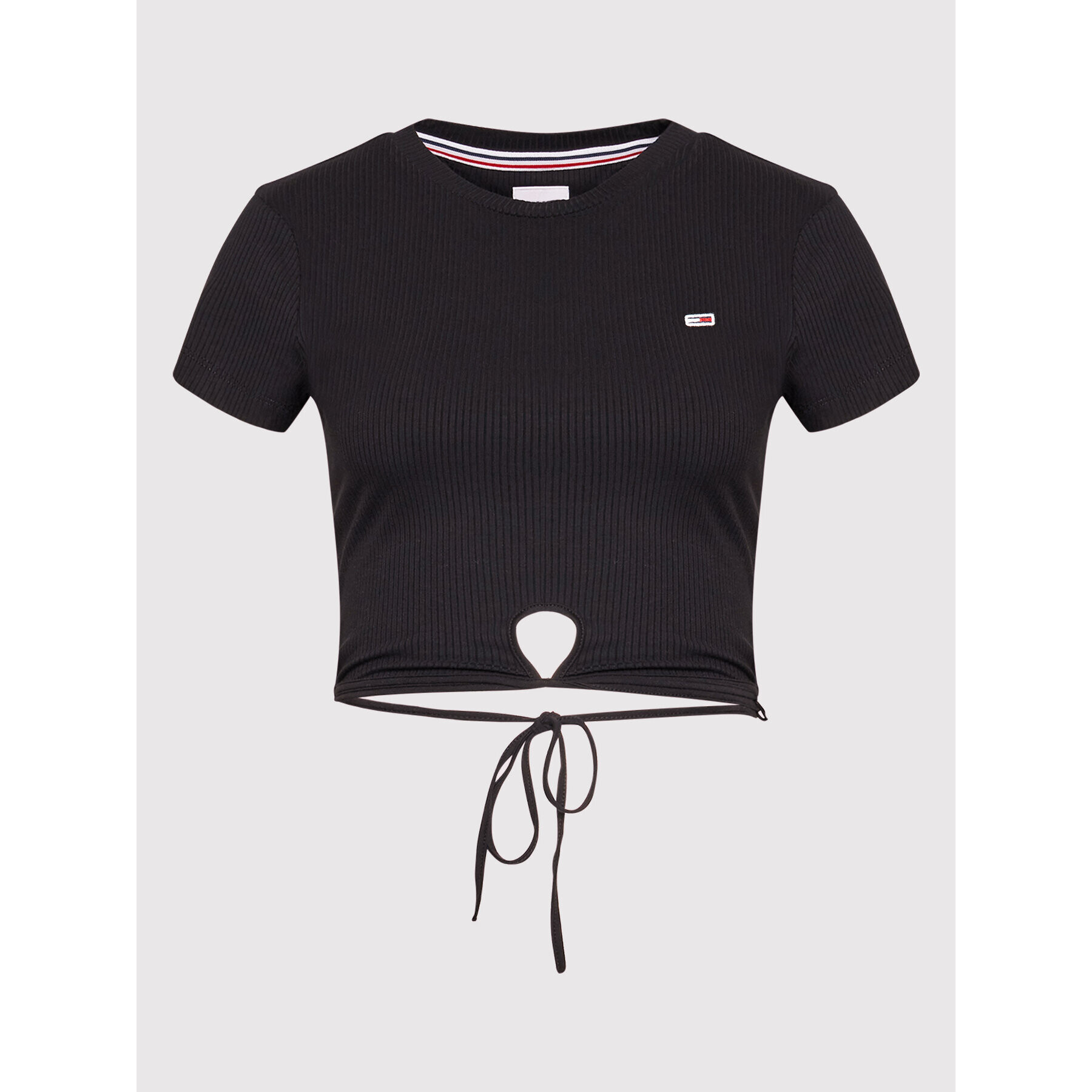 Tommy Hilfiger Bluza Crop Strap DW0DW12603 Črna Regular Fit - Pepit.si