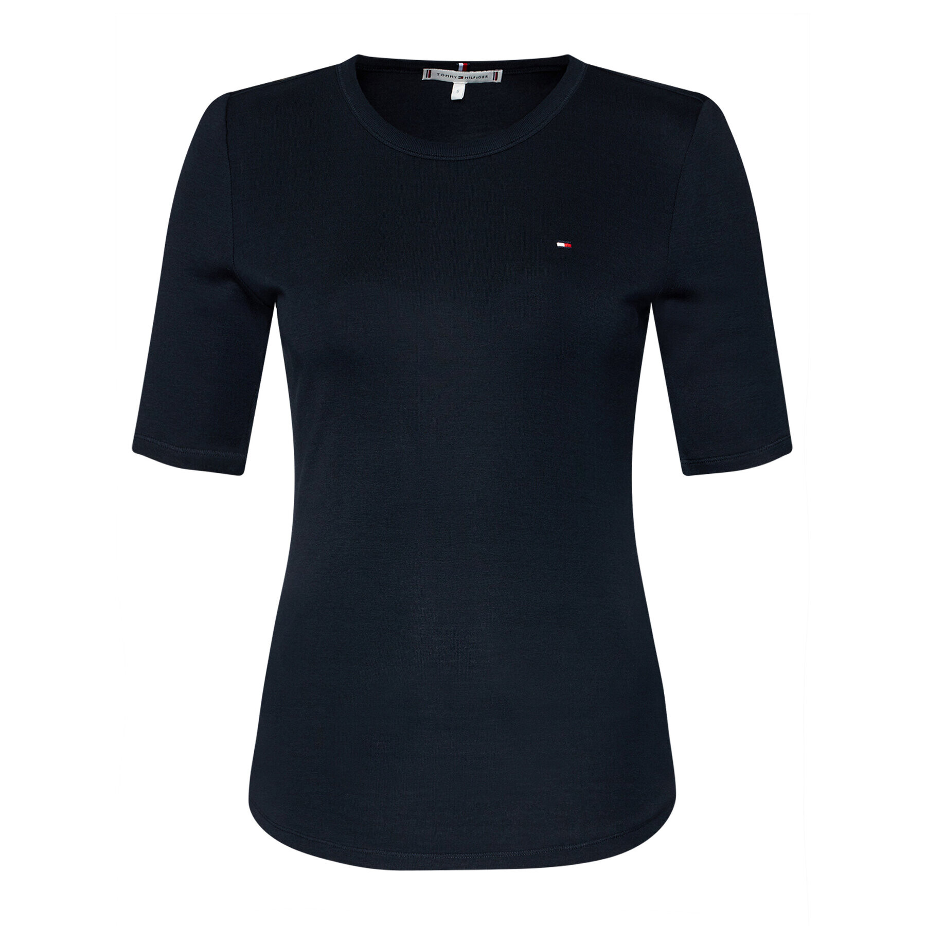 Tommy Hilfiger Bluza Crosy Top 1/2 Sleeve WW0WW28933 Mornarsko modra Slim Fit - Pepit.si