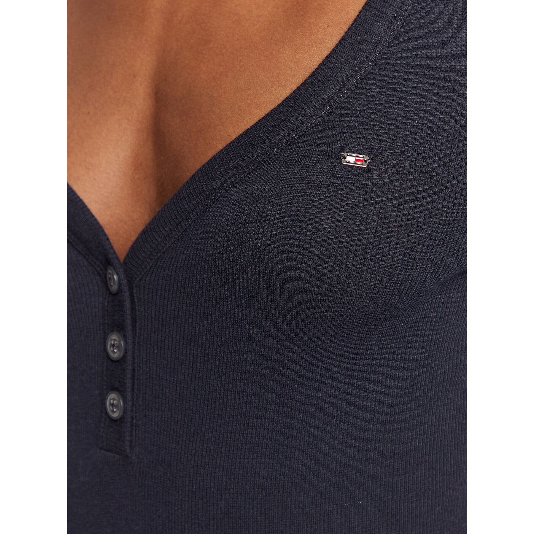 Tommy Hilfiger Bluza Henley WW0WW36148 Mornarsko modra Slim Fit - Pepit.si