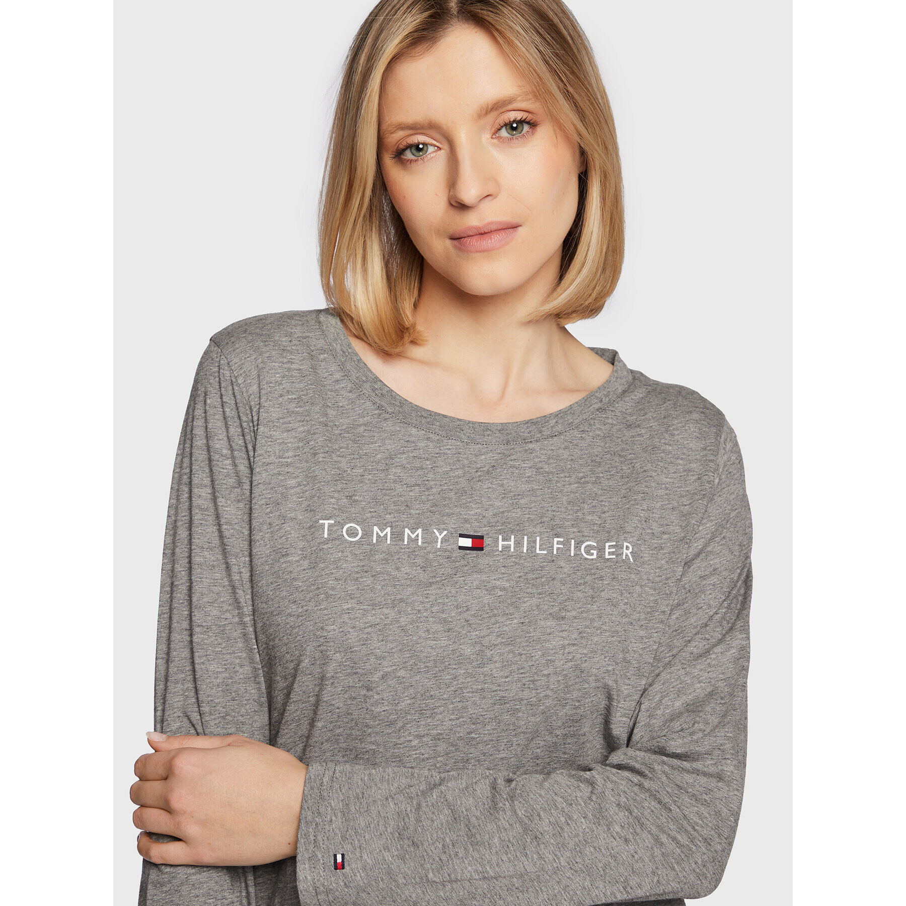 Tommy Hilfiger Bluza Logo UW0UW01910 Siva Regular Fit - Pepit.si