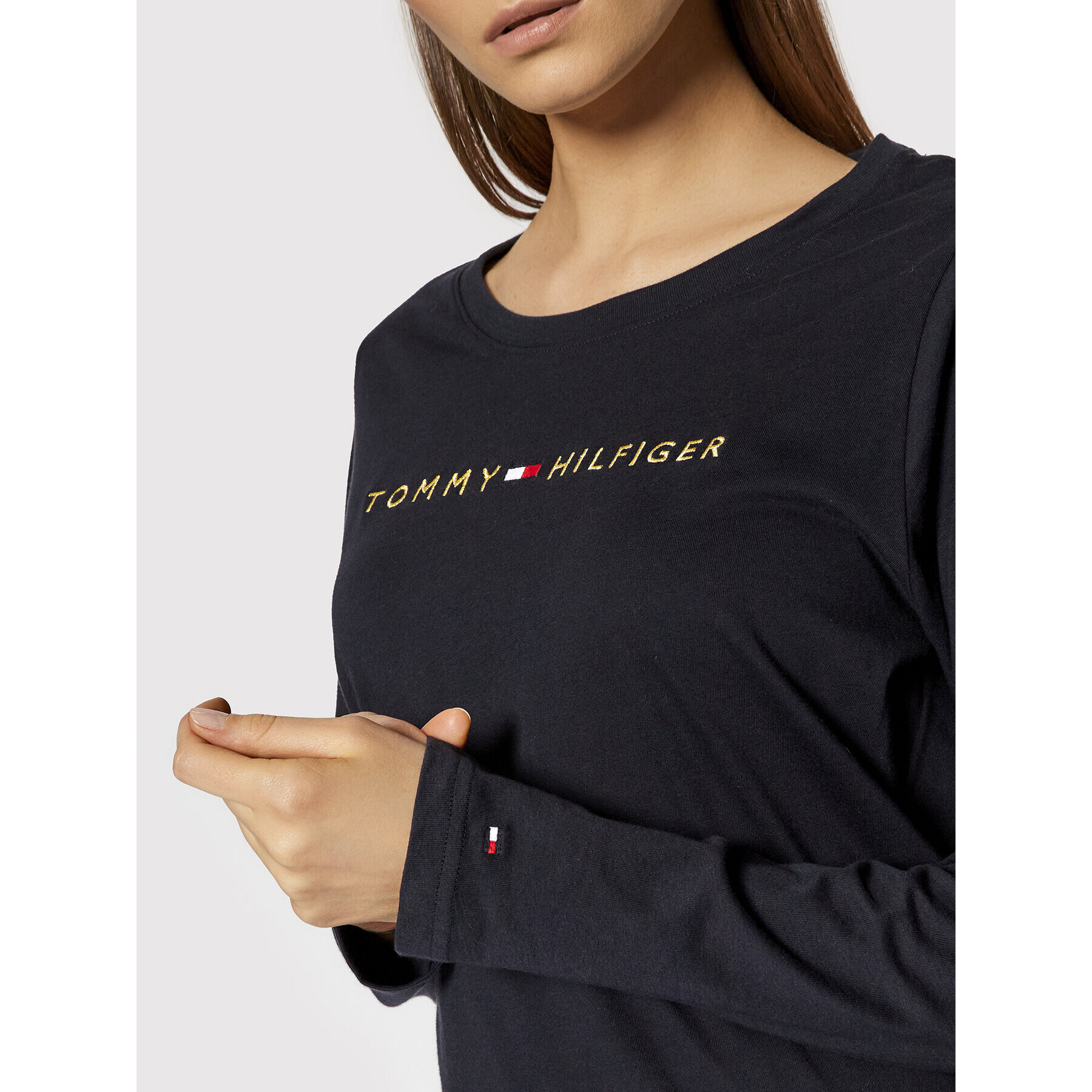 Tommy Hilfiger Bluza Ls Logo UW0UW01908 Mornarsko modra Regular Fit - Pepit.si