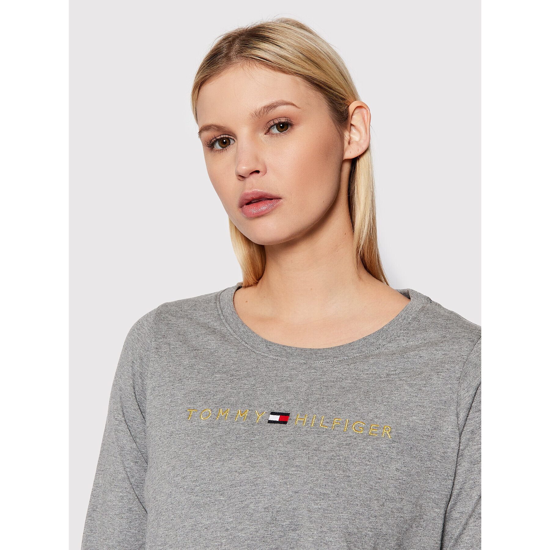 Tommy Hilfiger Bluza Tee UW0UW01908 Siva Regular Fit - Pepit.si