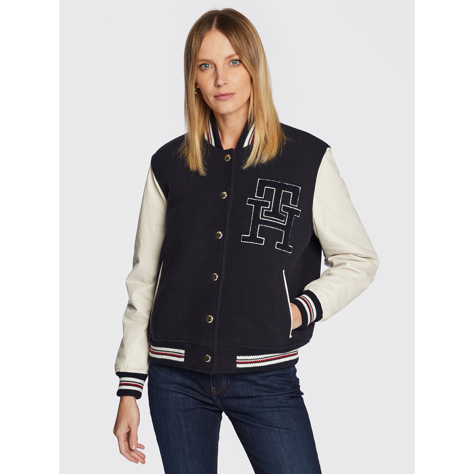 Tommy Hilfiger Bomber jakna Blend WW0WW37308 Mornarsko modra Regular Fit - Pepit.si