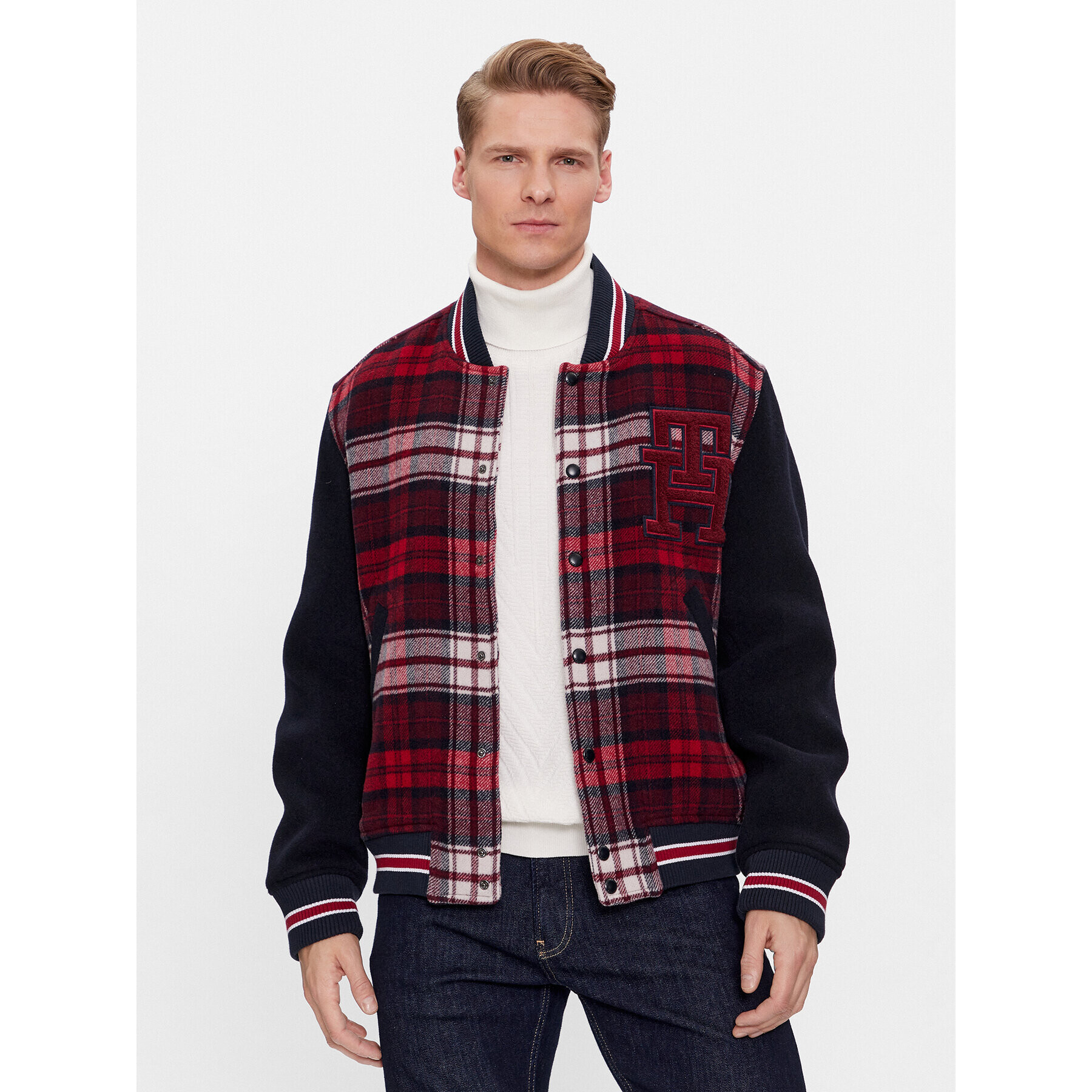 Tommy Hilfiger Bomber jakna Varsity MW0MW34023 Rdeča Regular Fit - Pepit.si