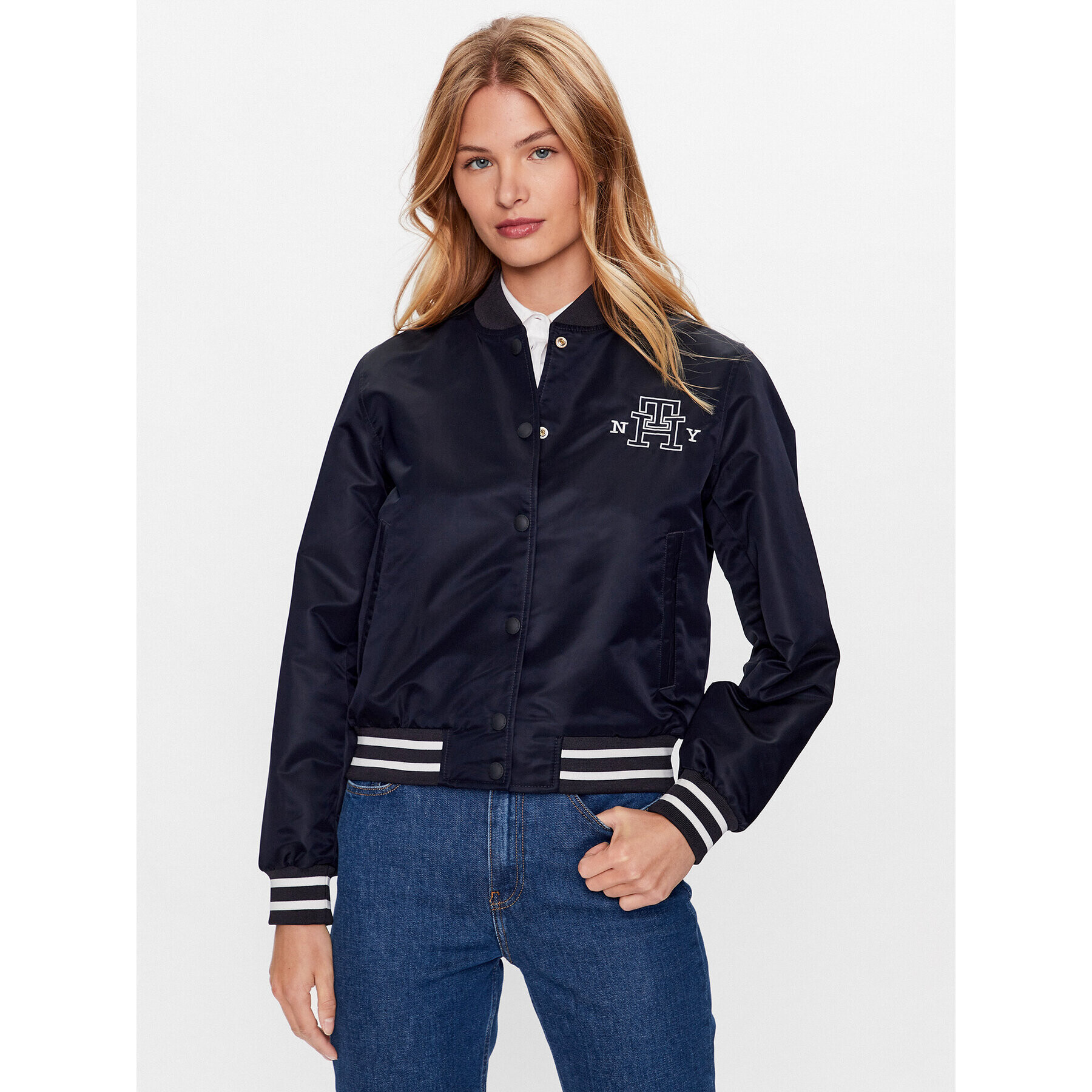 Tommy Hilfiger Bomber jakna Varsity WW0WW38935 Mornarsko modra Regular Fit - Pepit.si