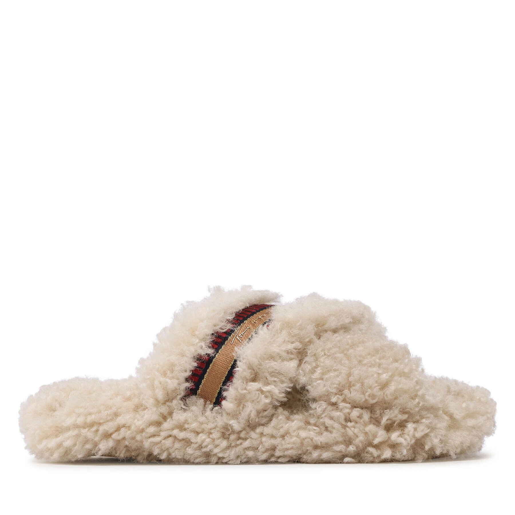 Tommy Hilfiger Copati Sherpa Fur Home Slippers Strap FW0FW06576 Bež - Pepit.si