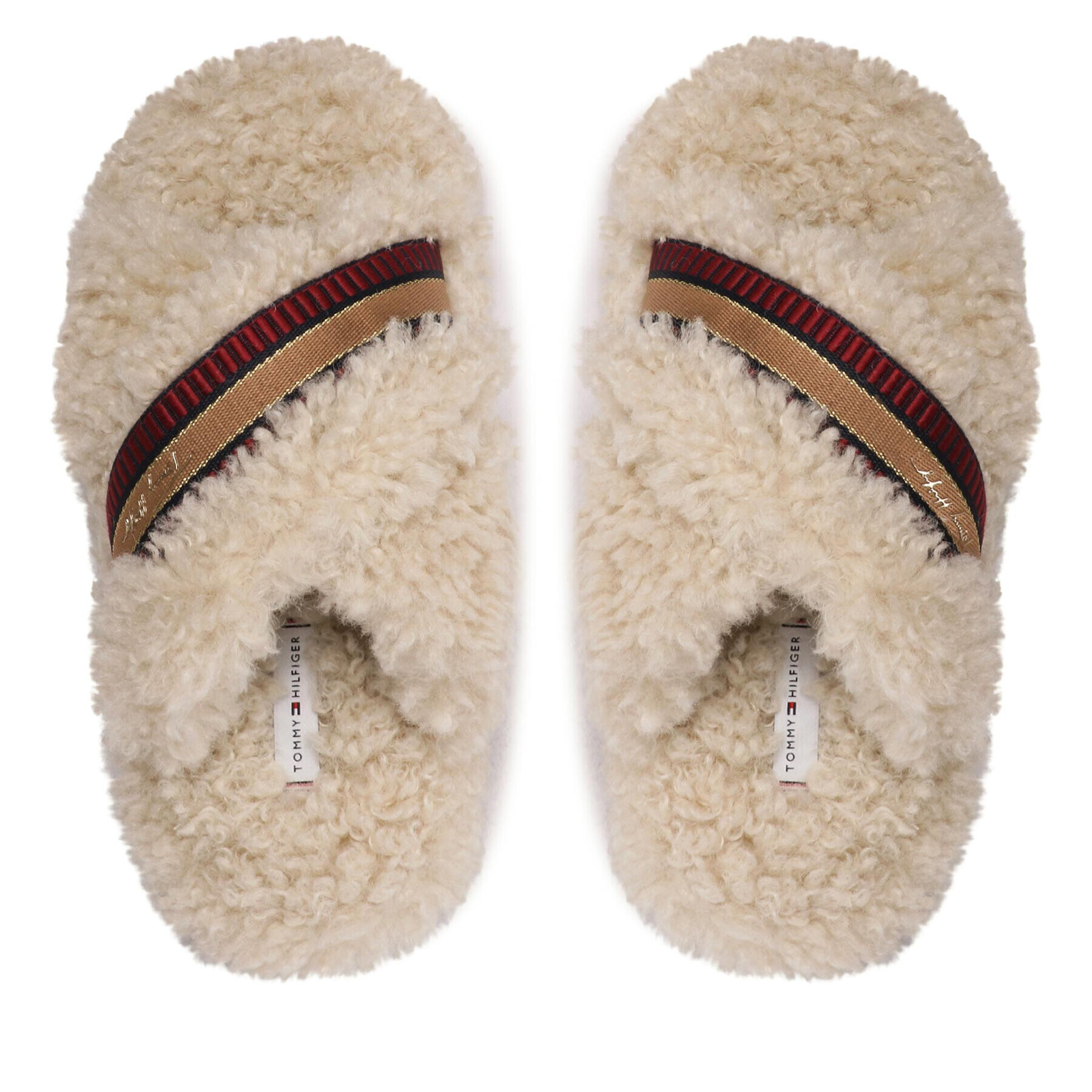 Tommy Hilfiger Copati Sherpa Fur Home Slippers Strap FW0FW06576 Bež - Pepit.si