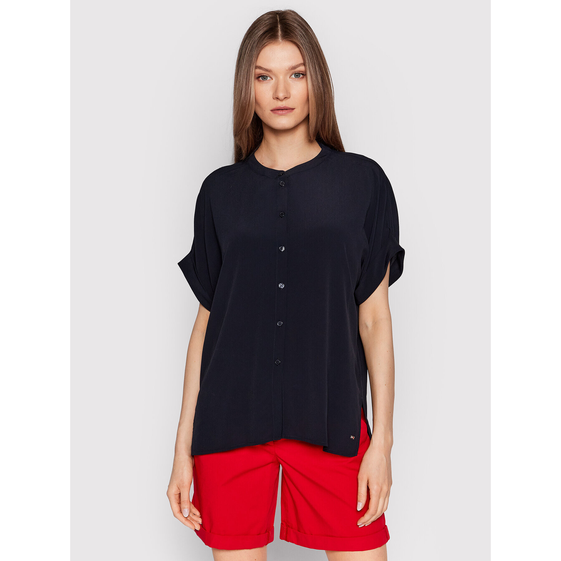 Tommy Hilfiger Curve Bluza WW0WW33463 Mornarsko modra Relaxed Fit - Pepit.si