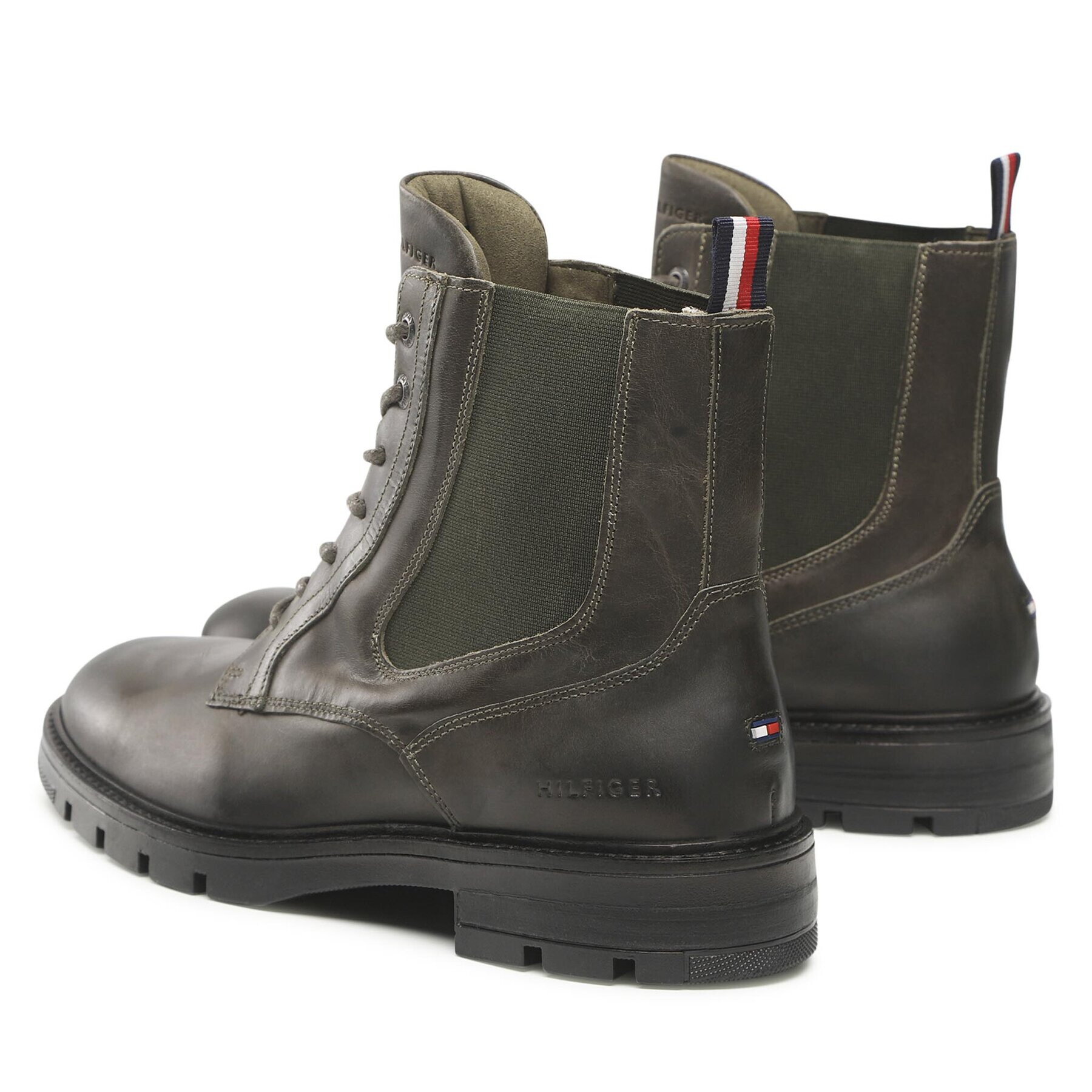 Tommy Hilfiger Gležnjarji Chelsea Lth Up Chel Boot FM0FM04204 Zelena - Pepit.si