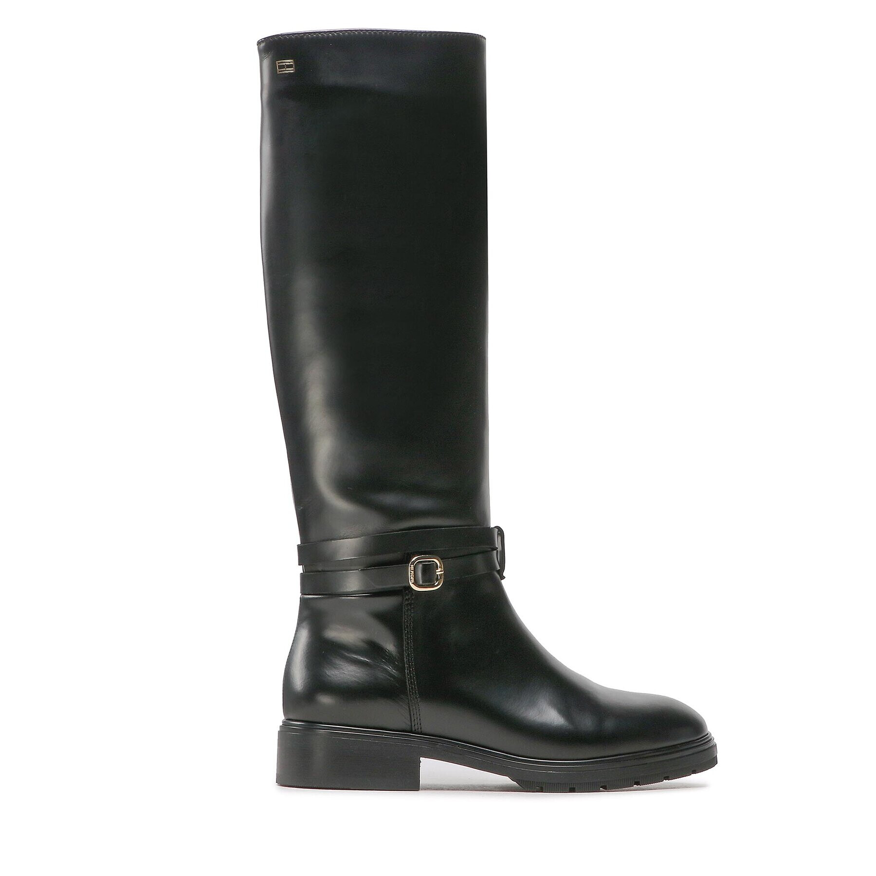 Tommy Hilfiger Jahalni škornji Leather Belt Longboot FW0FW06758 Črna - Pepit.si