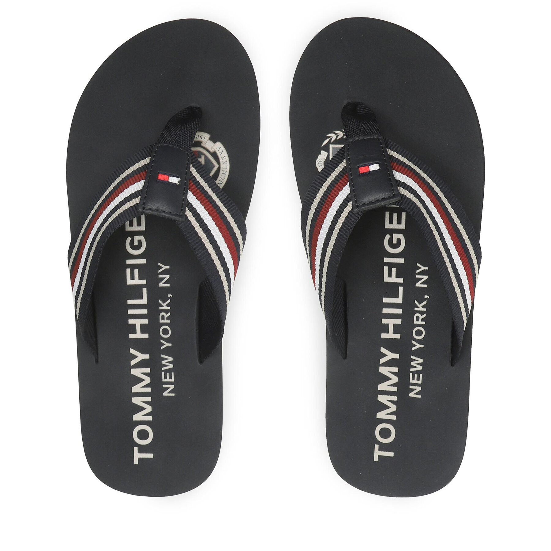 Tommy Hilfiger Japonke Corporate Stripes Beach Sandal FM0FM04407 Mornarsko modra - Pepit.si