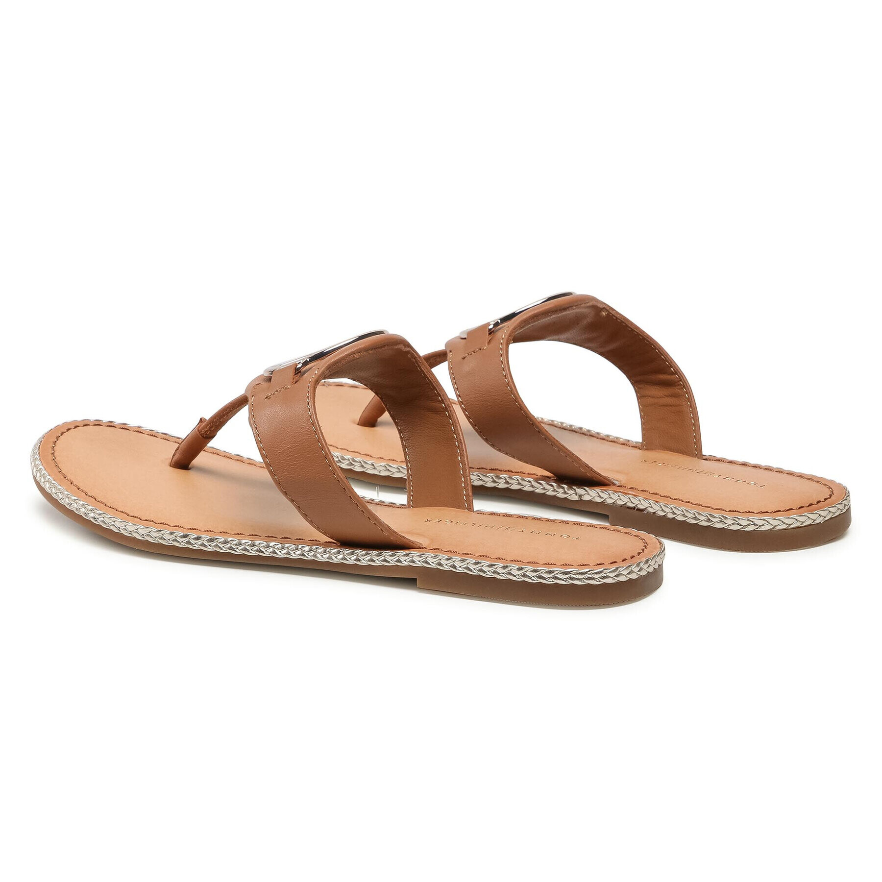 Tommy Hilfiger Japonke Essential Leather Flat Sandal FW0FW05620 Rjava - Pepit.si